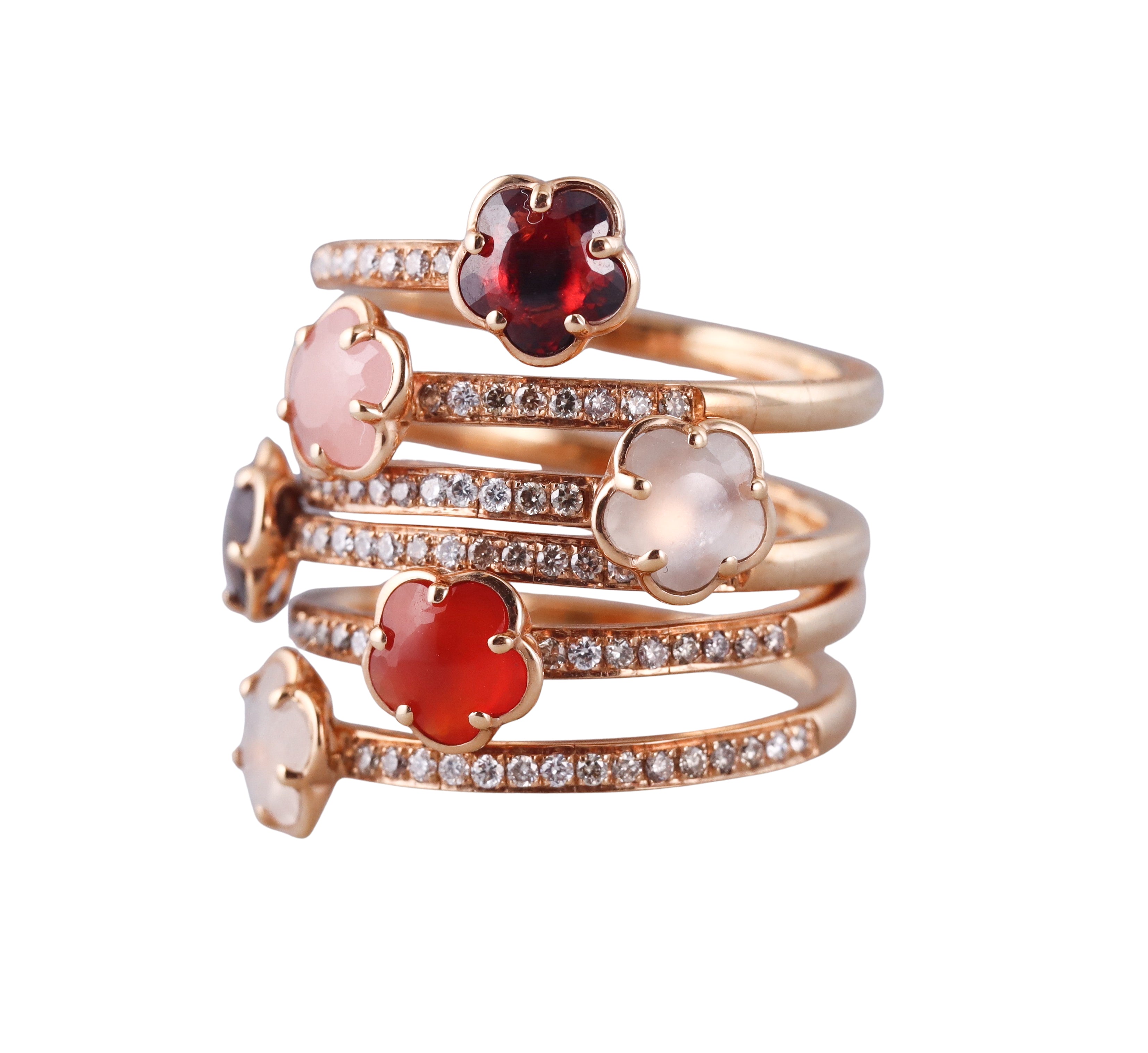 Pasquale Bruni Figlia Dei Fiori Rose Gold Gemstone Diamond Coil Ring