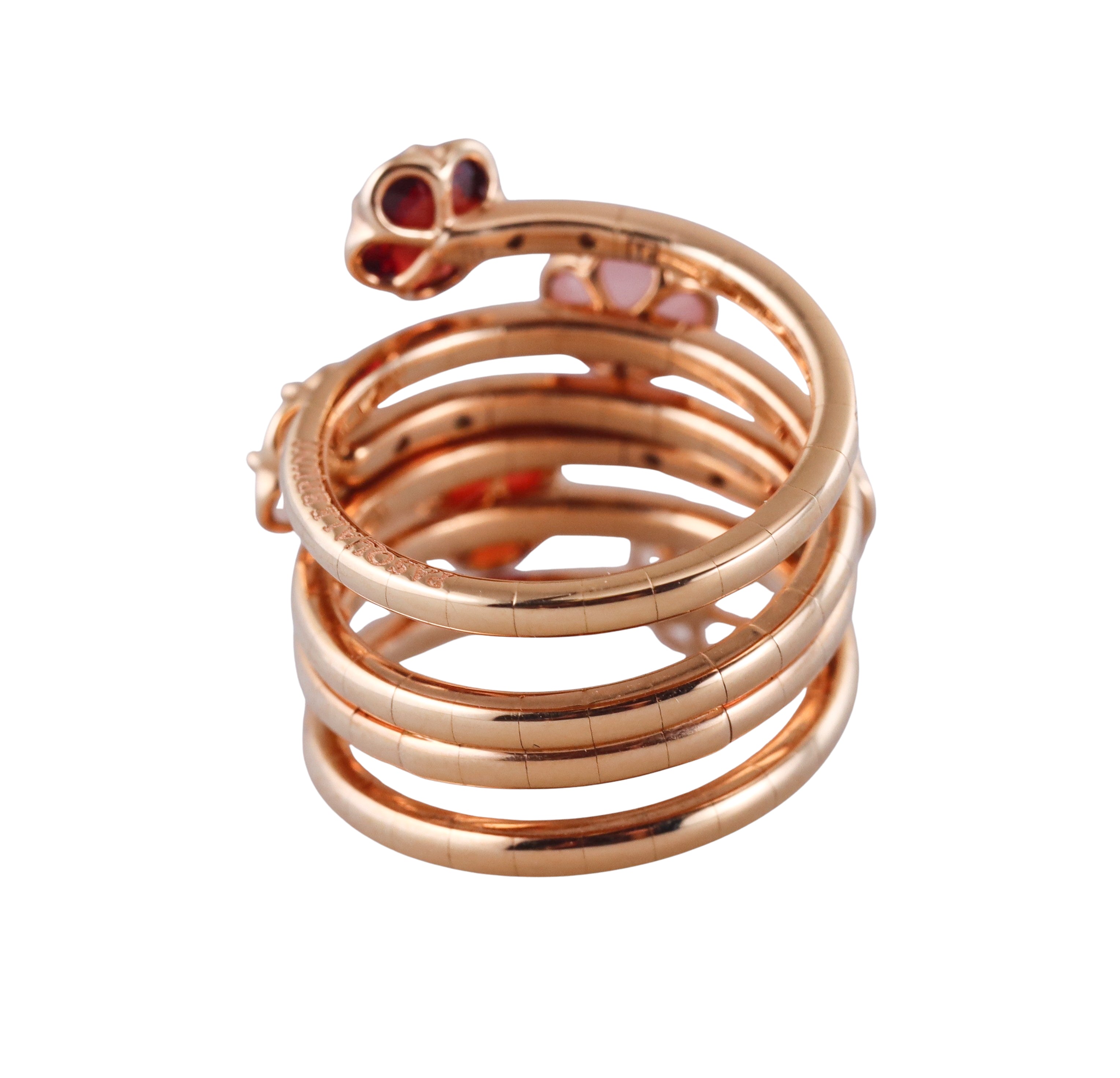 Pasquale Bruni Figlia Dei Fiori Rose Gold Gemstone Diamond Coil Ring