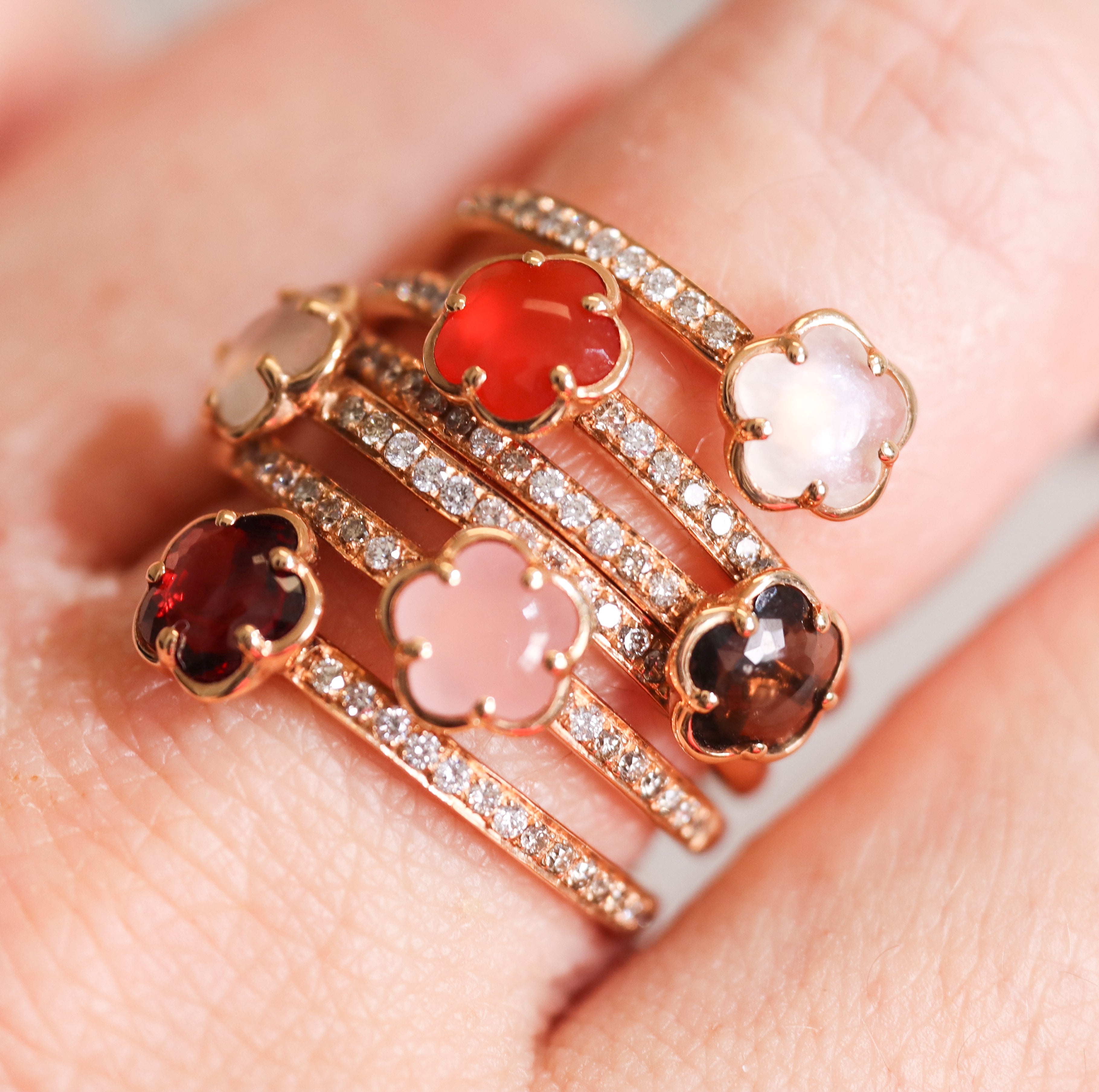 Pasquale Bruni Figlia Dei Fiori Rose Gold Gemstone Diamond Coil Ring