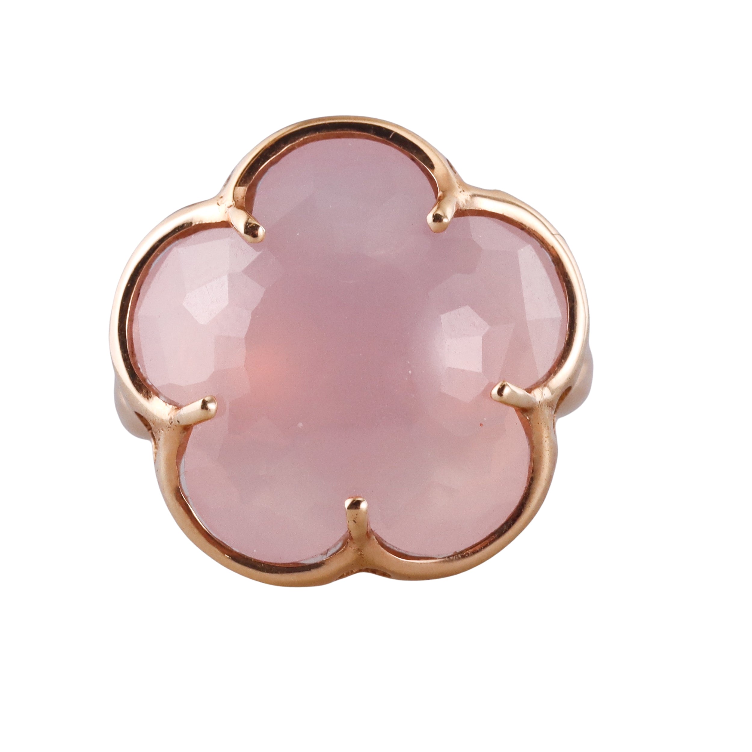 Pasquale Bruni Diamond Rose Quartz Gold Flower Ring