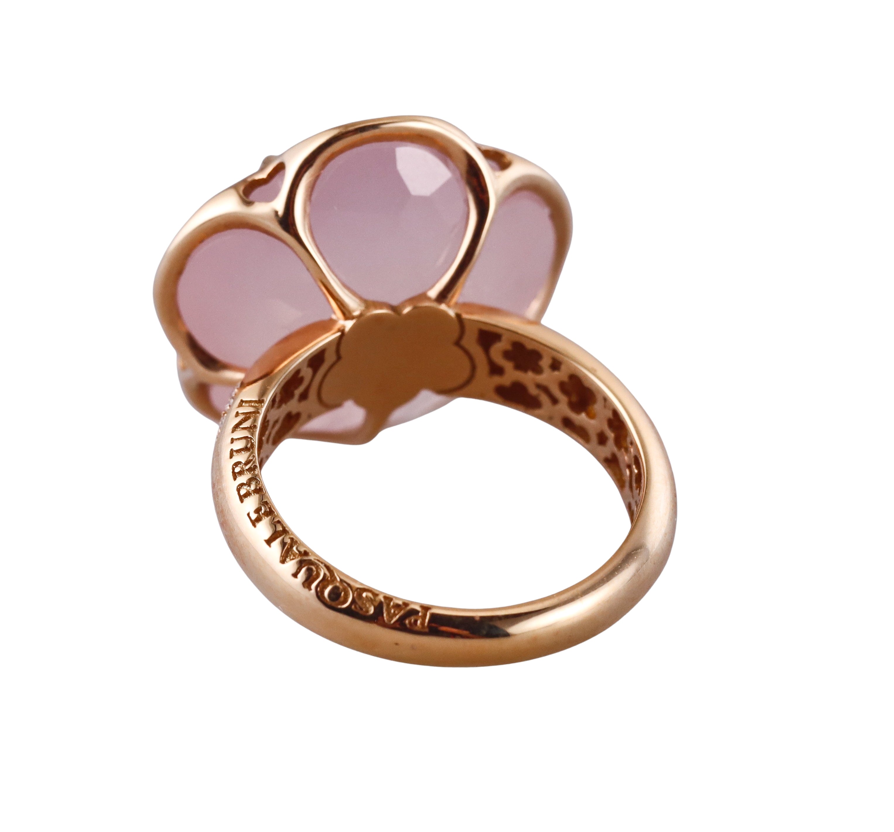 Pasquale Bruni Diamond Rose Quartz Gold Flower Ring