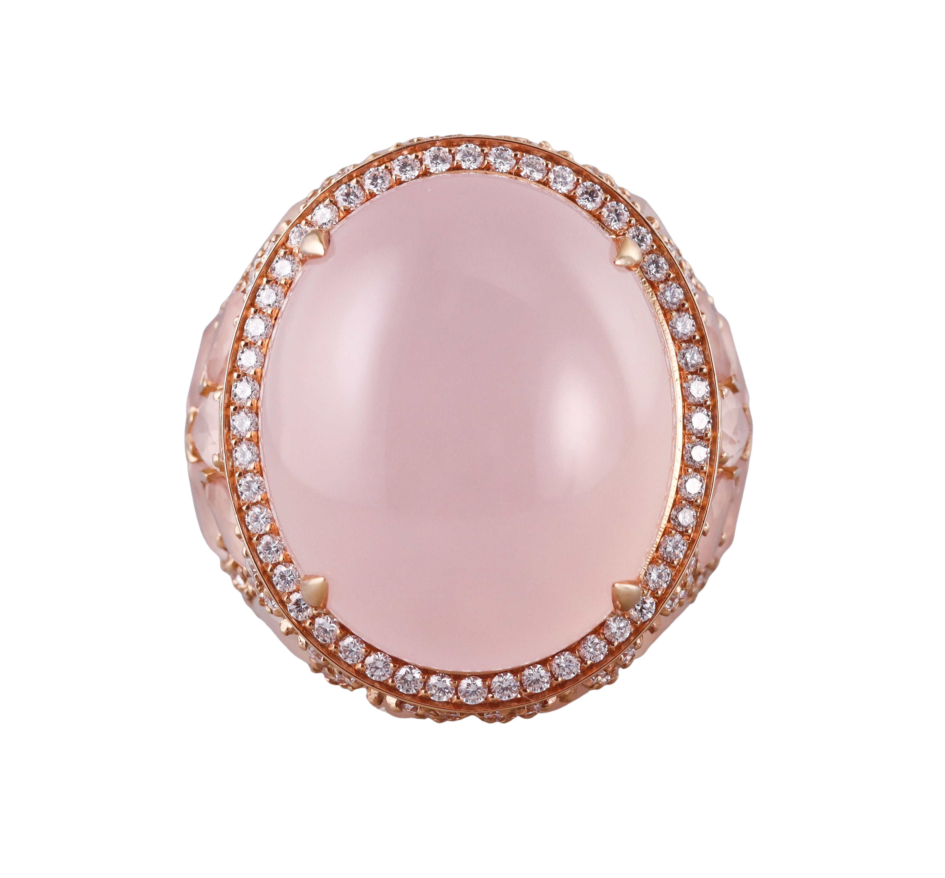 Pasquale Bruni Diamond Rose Quartz Moonstone Rose Gold Cocktail Ring