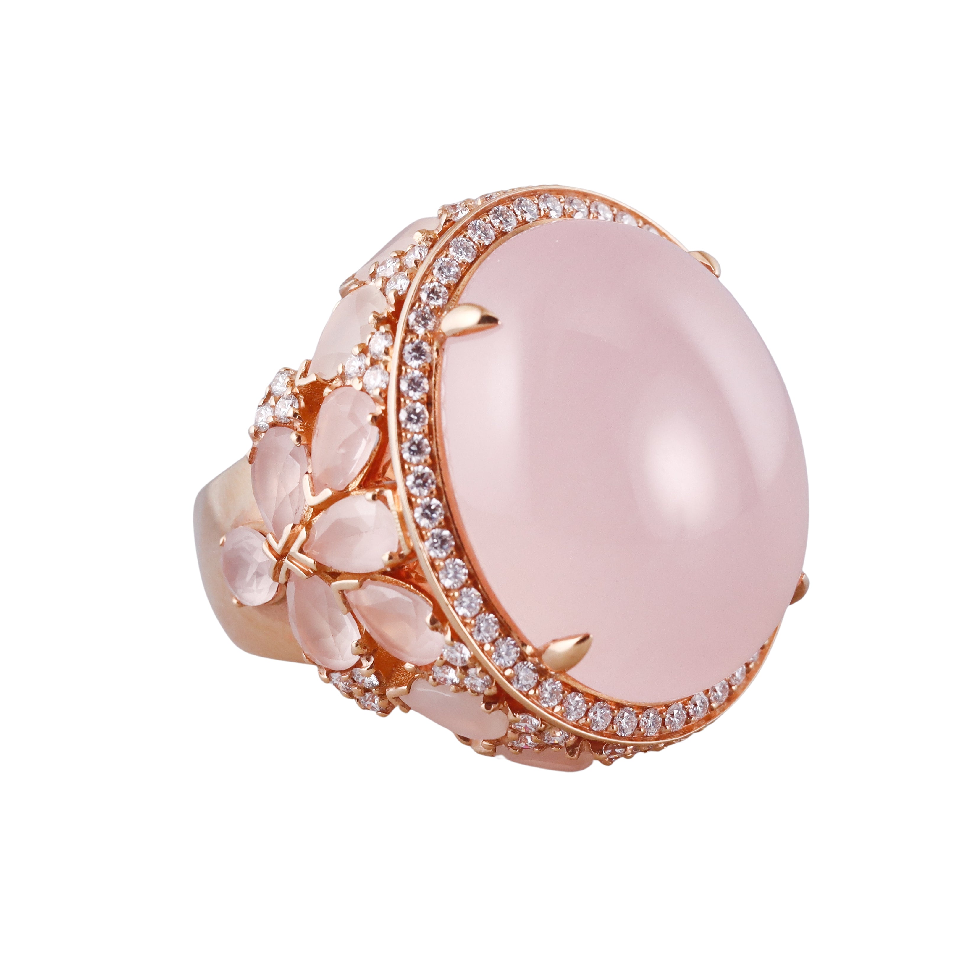 Pasquale Bruni Diamond Rose Quartz Moonstone Rose Gold Cocktail Ring