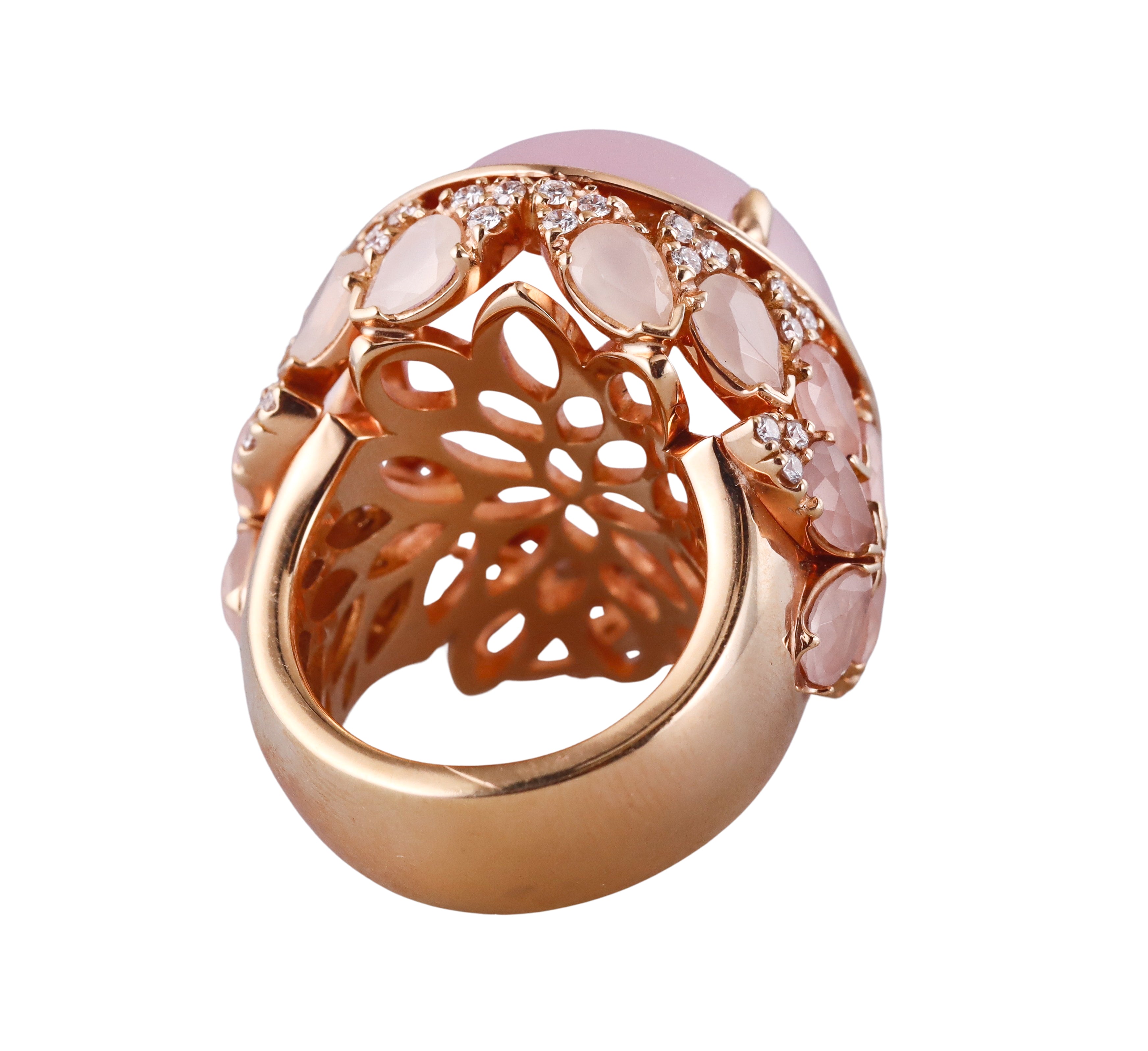 Pasquale Bruni Diamond Rose Quartz Moonstone Rose Gold Cocktail Ring
