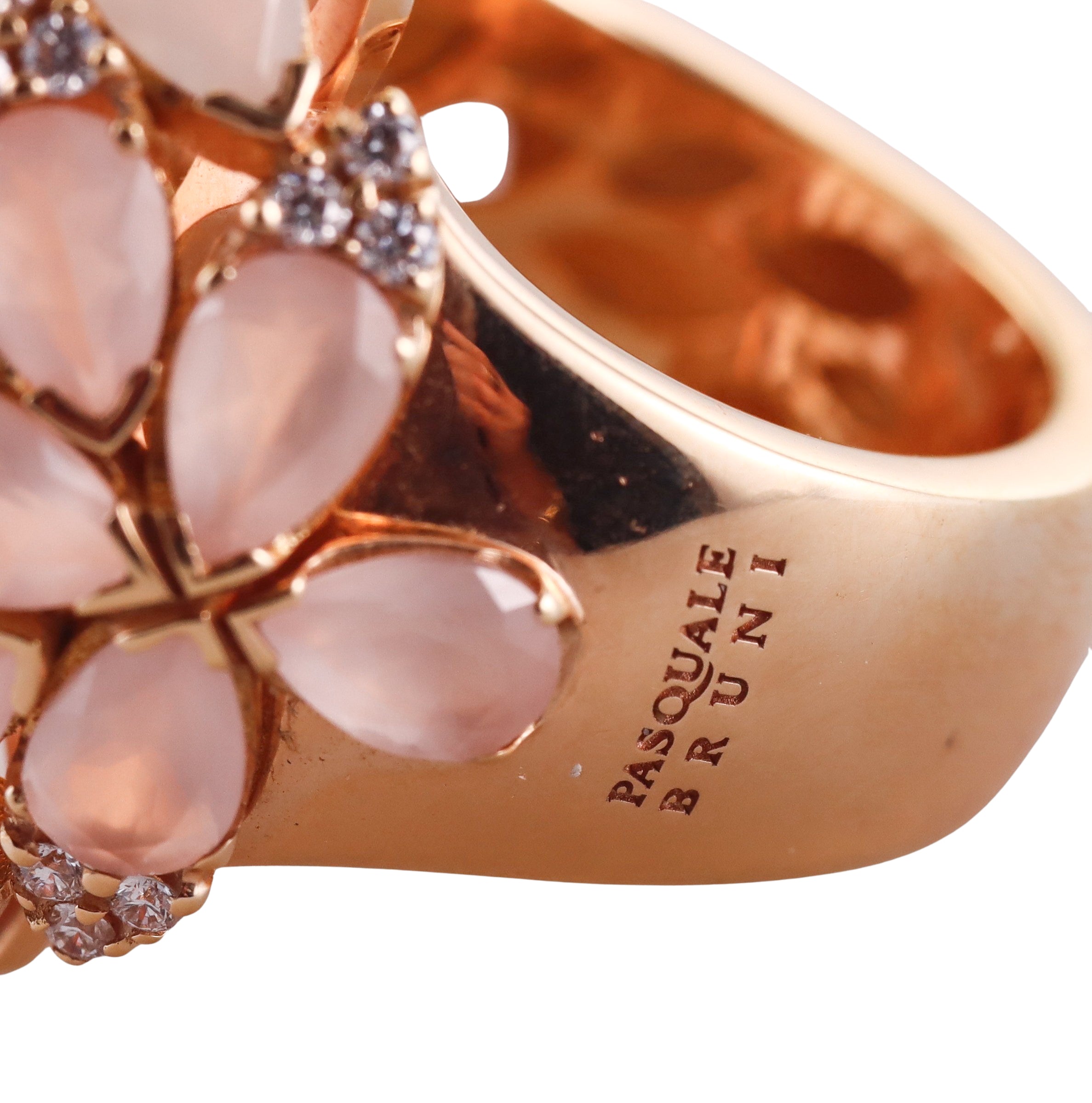Pasquale Bruni Diamond Rose Quartz Moonstone Rose Gold Cocktail Ring
