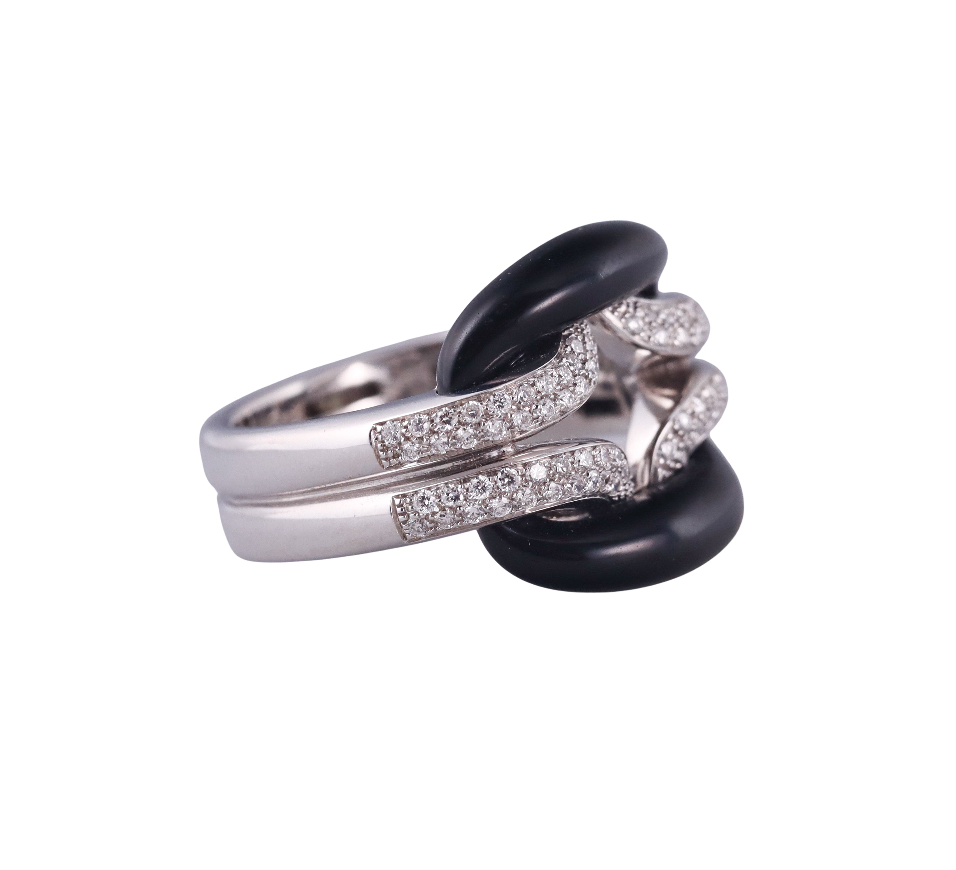 Damiani Diamond Enamel White Gold H Ring