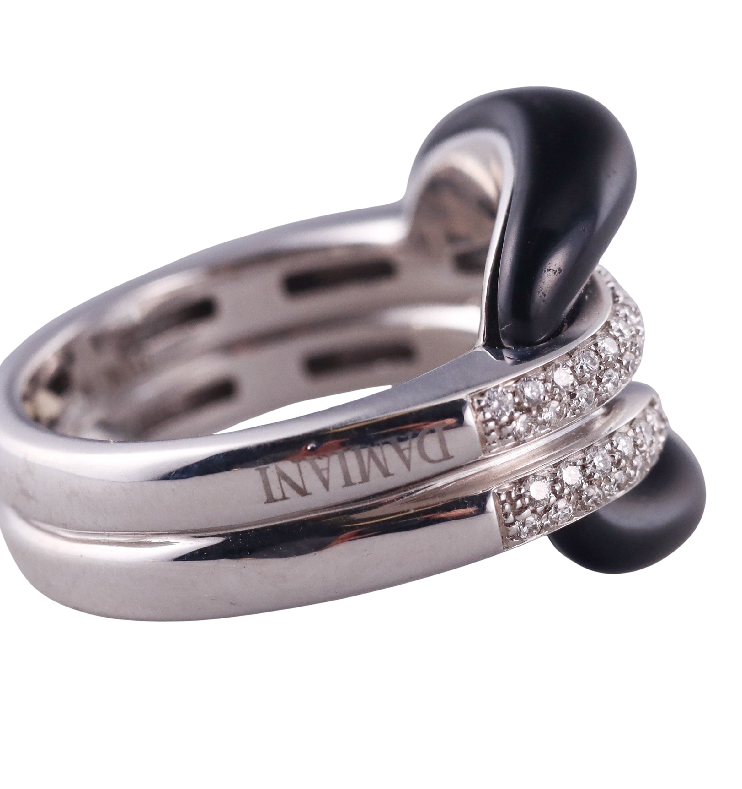 Damiani Diamond Enamel White Gold H Ring