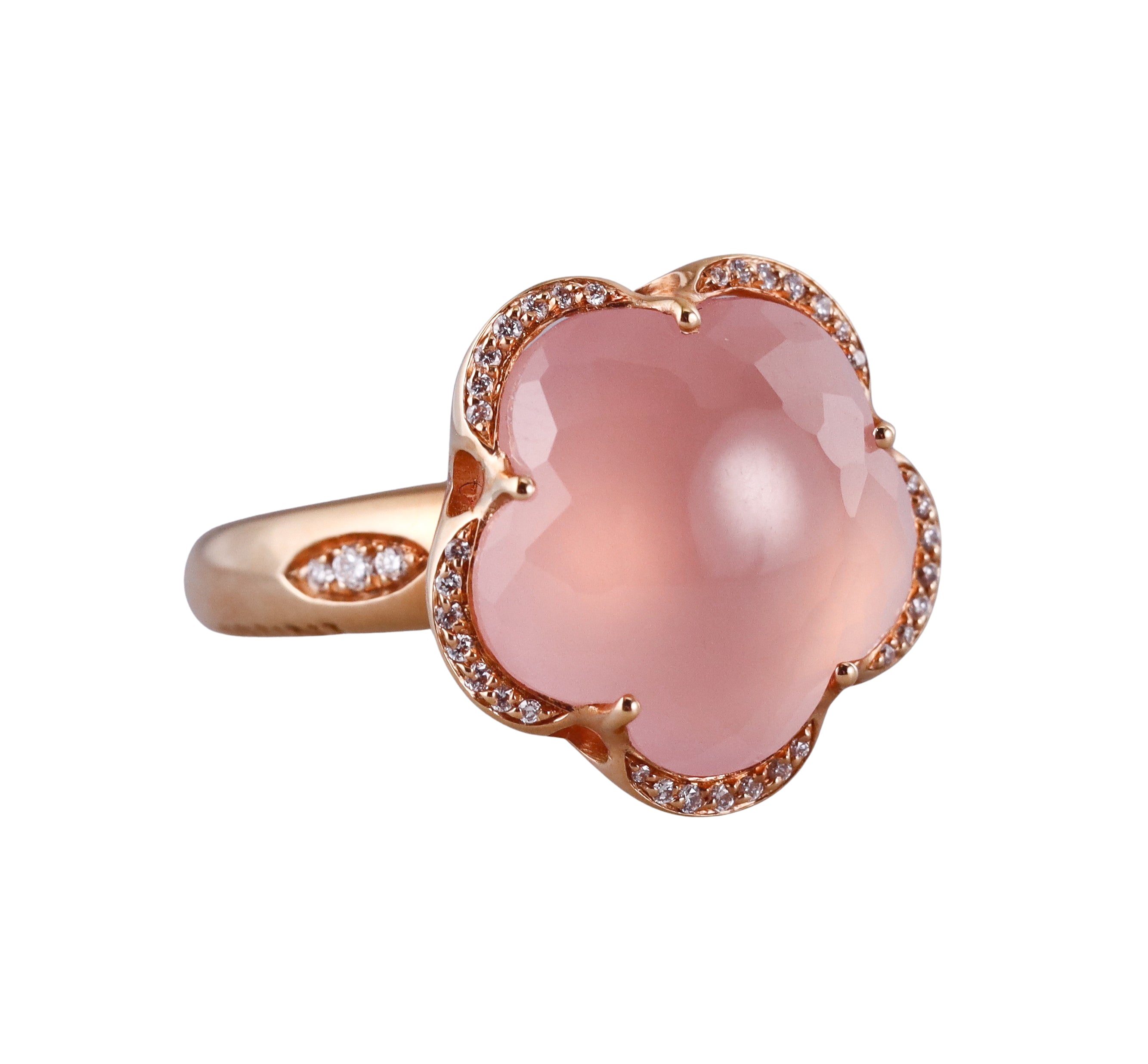 Pasquale Bruni Rose Quartz Diamond Gold Ring