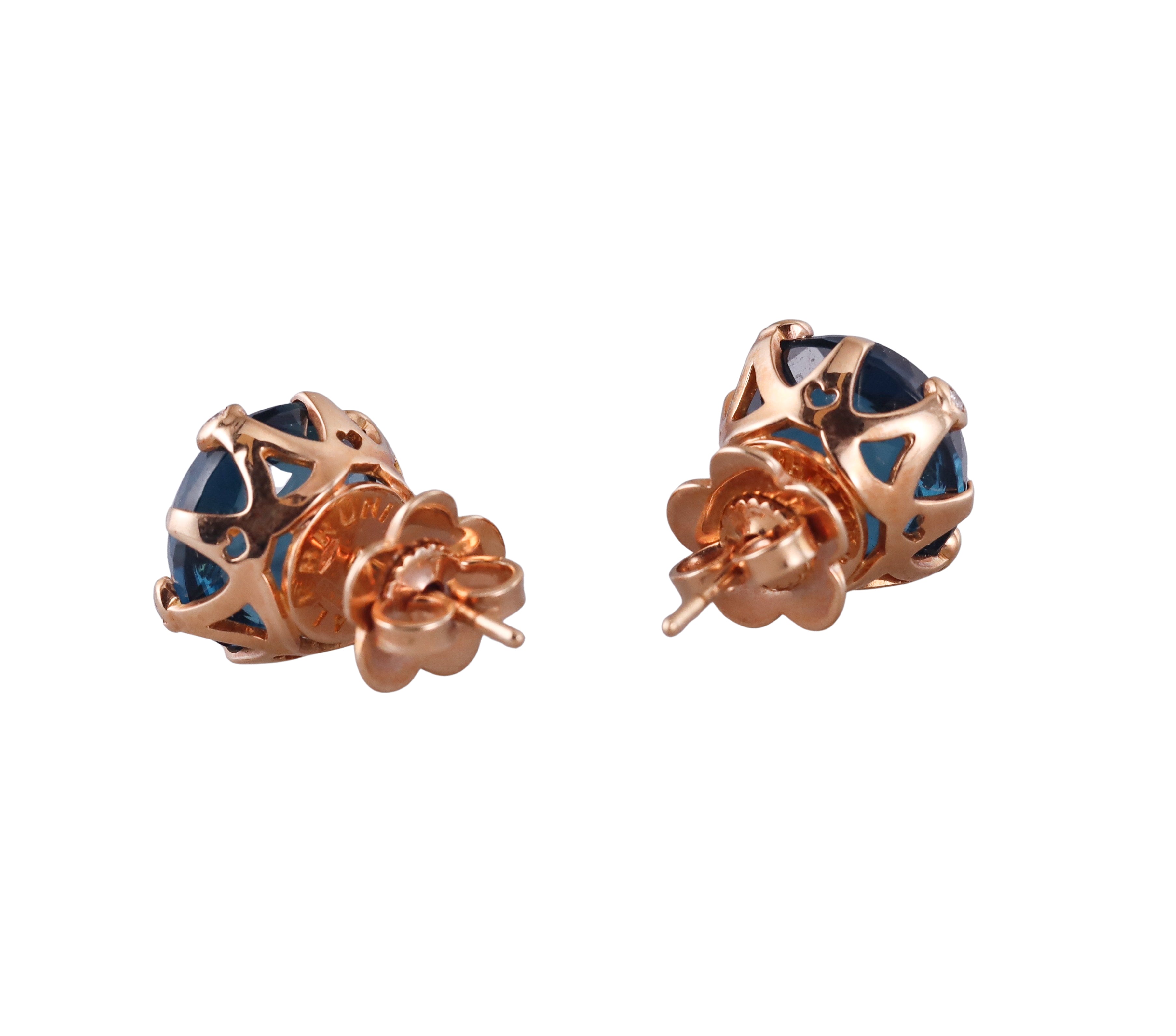 Pasquale Bruni Sissi London Blue Topaz Diamond Rose Gold Earrings