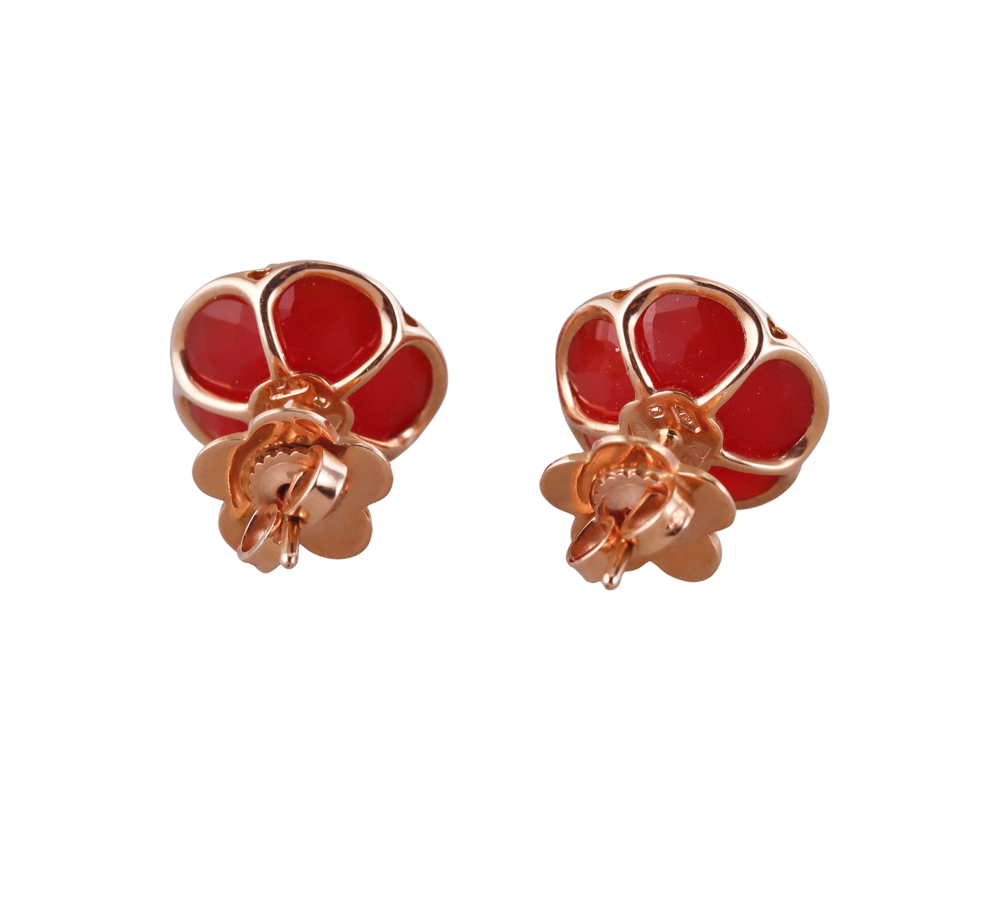 Pasquale Bruni Carnelian Rose Gold Flower Earrings