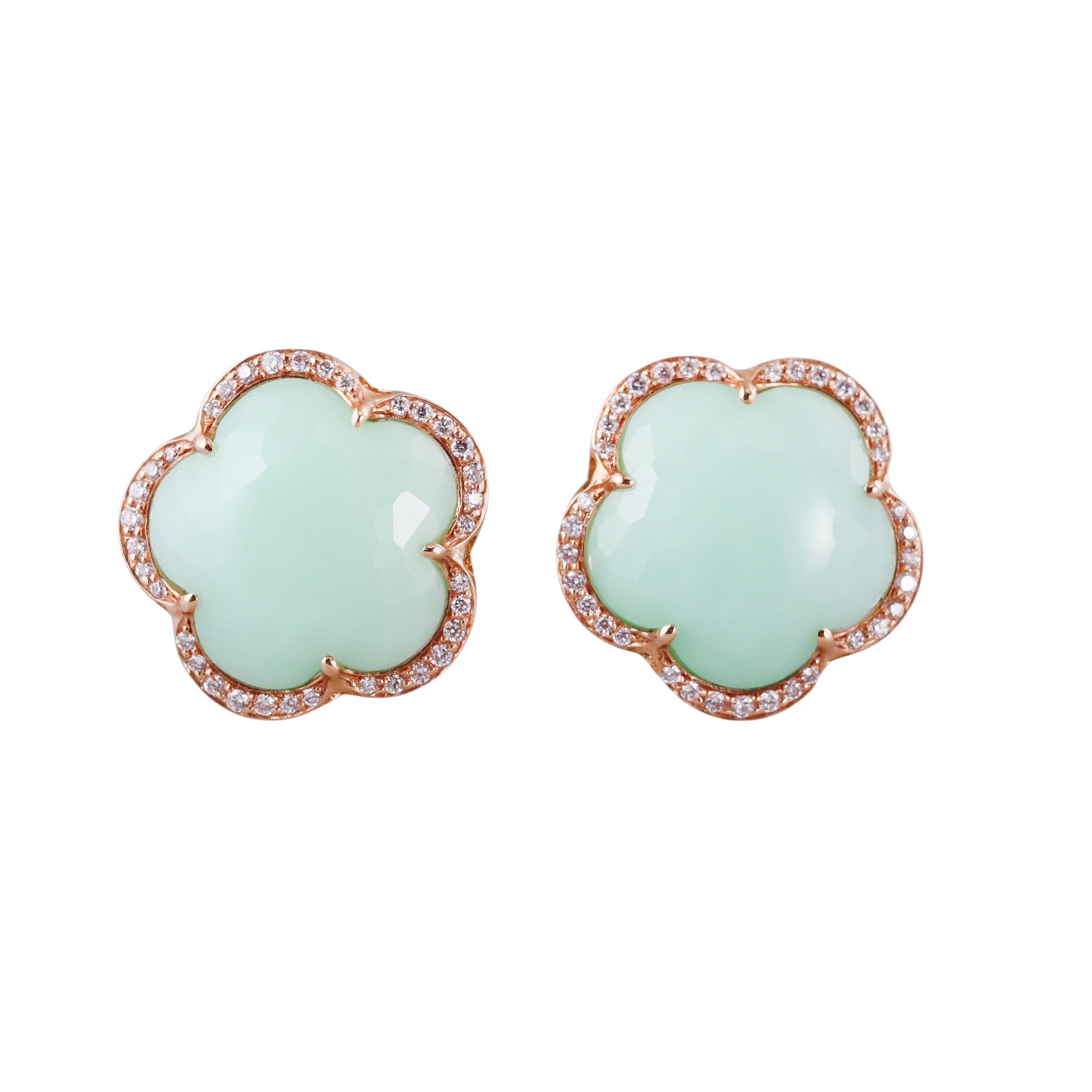 Pasquale Bruni Chrysoprase Diamond Rose Gold Flower Earrings