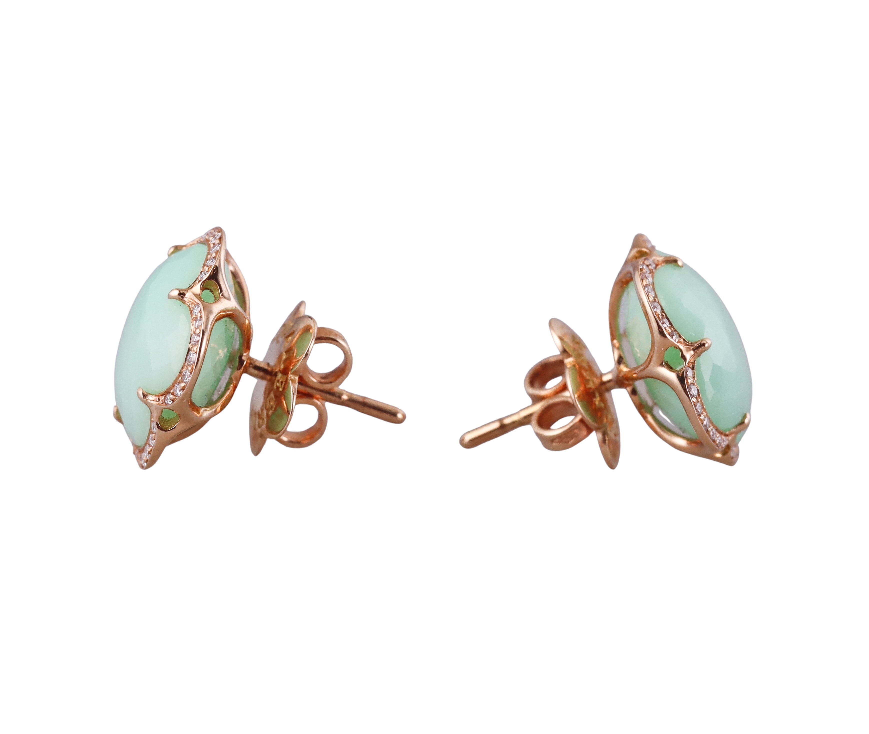 Pasquale Bruni Chrysoprase Diamond Rose Gold Flower Earrings