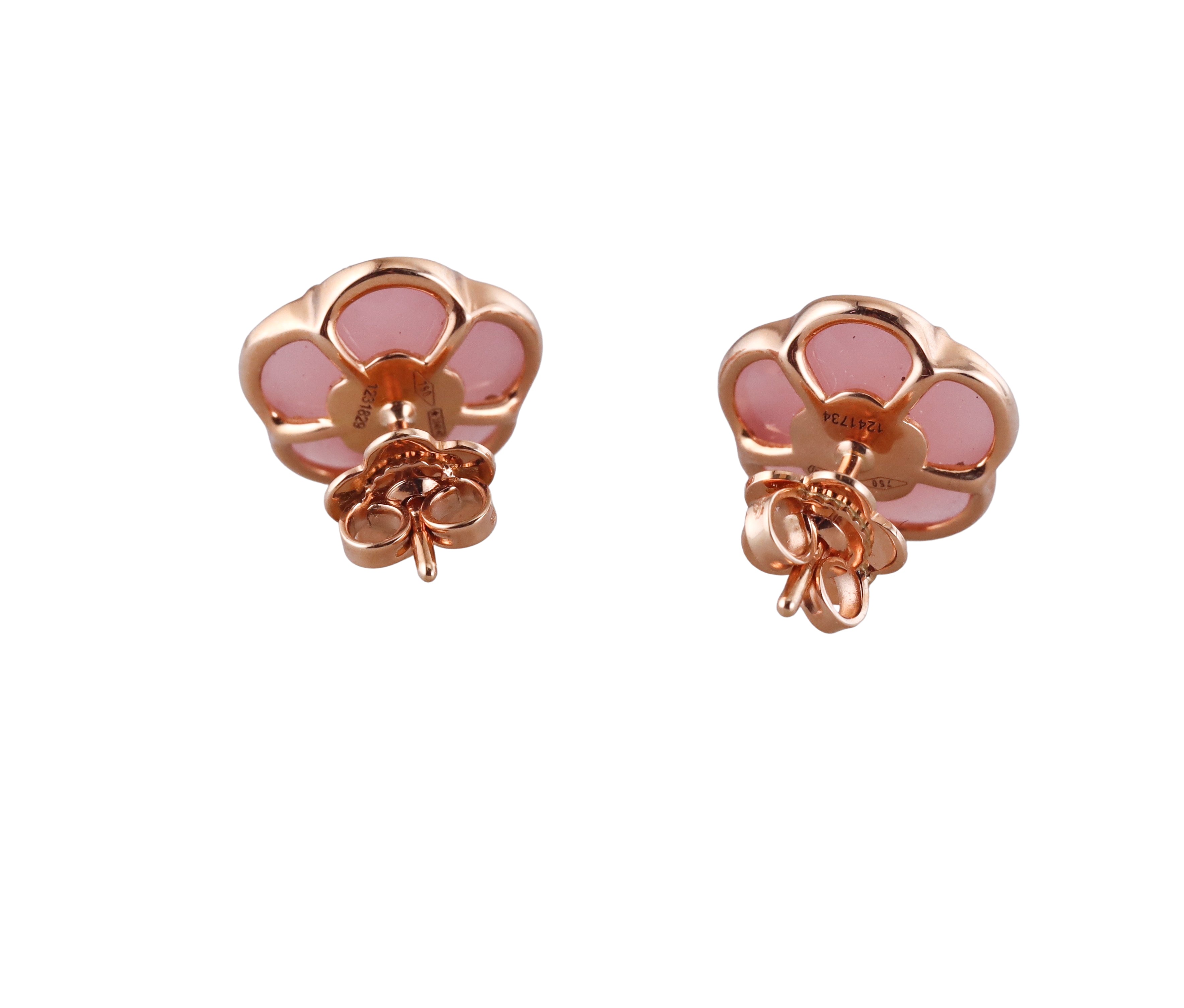 Pasquale Bruni Rose Quartz Diamond Gold Flower Earrings