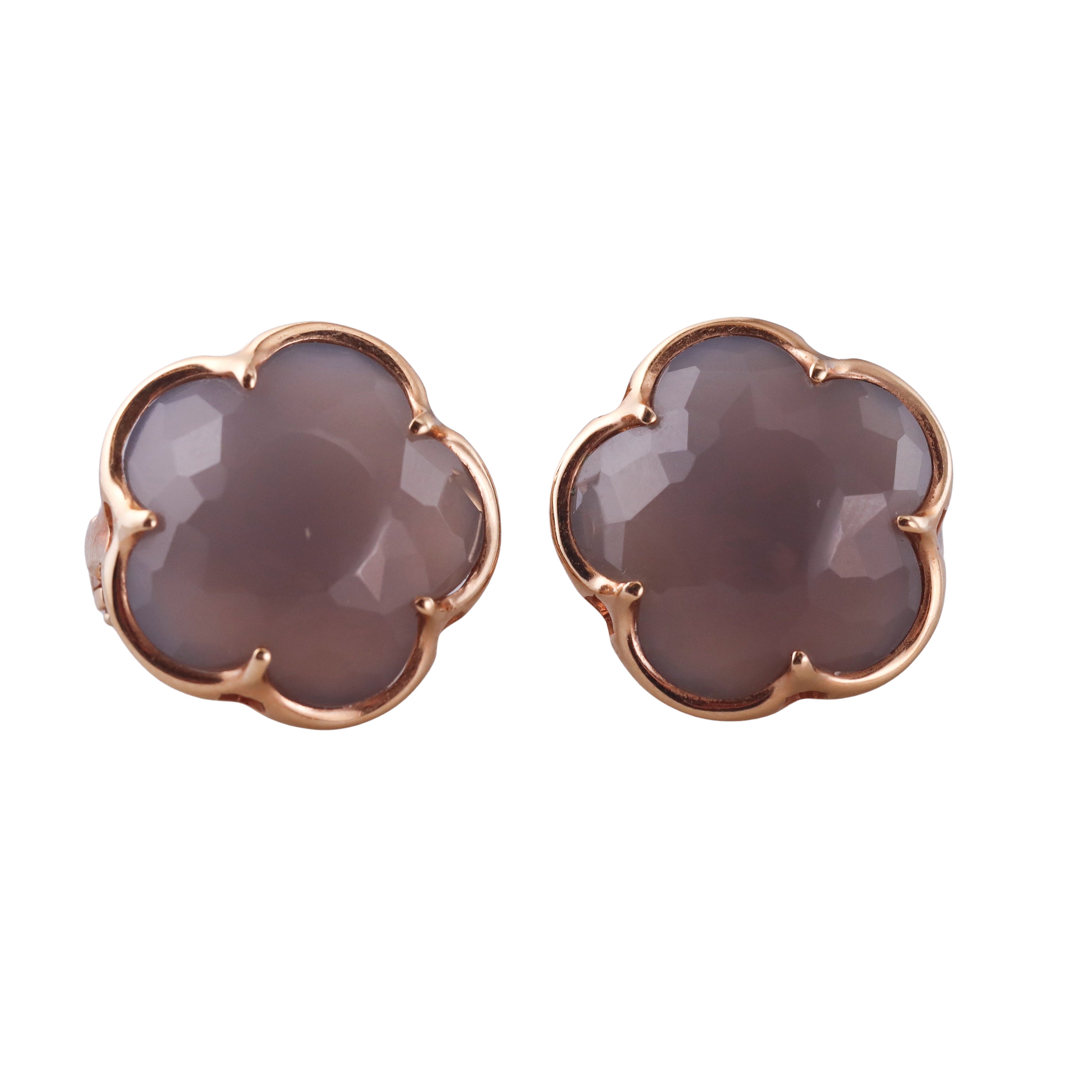 Pasquale Bruni Grey Chalcedony Rose Gold Flower Earrings