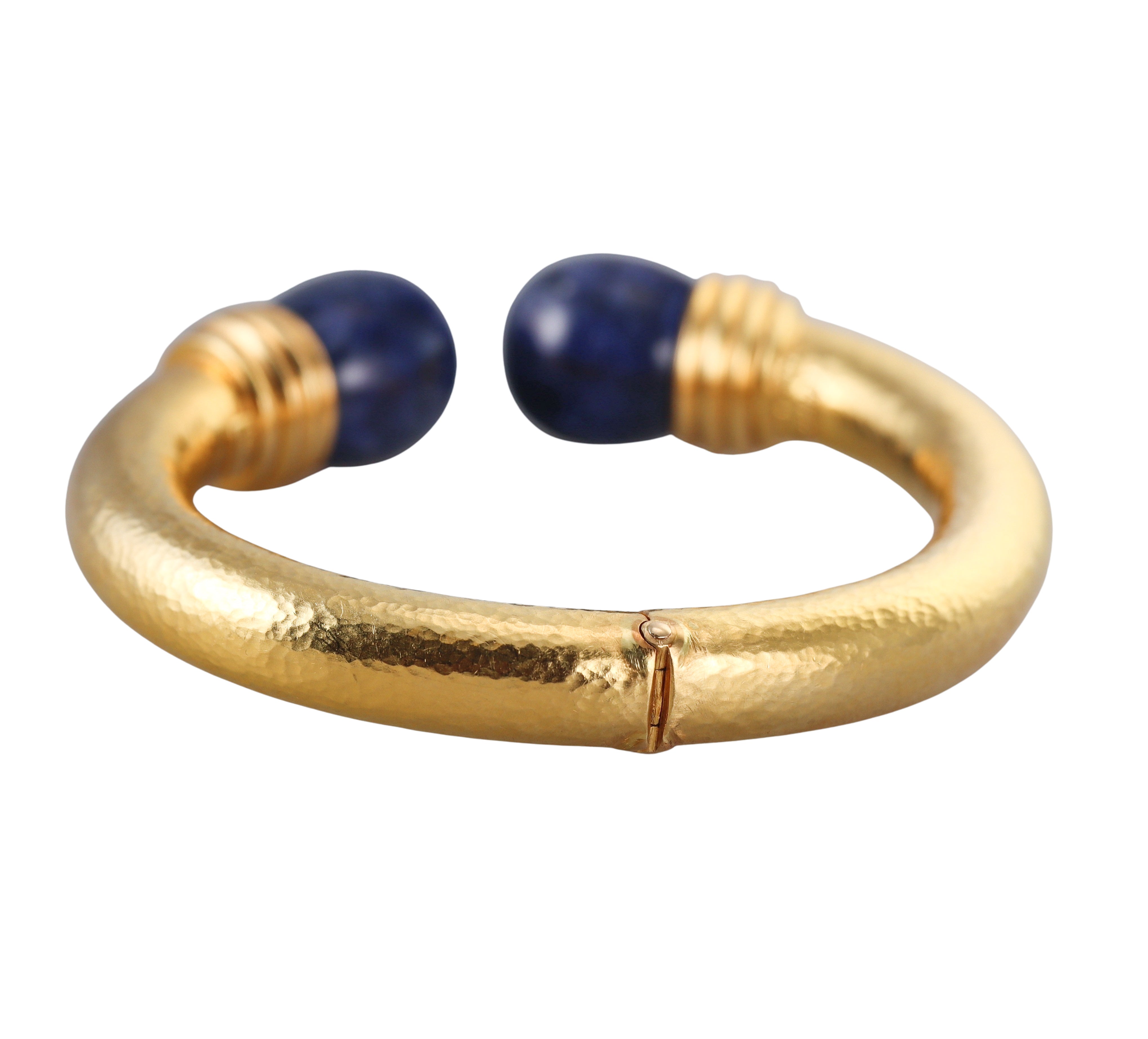 Lalaounis Greece Yellow Gold Sodalite Cuff Bracelet