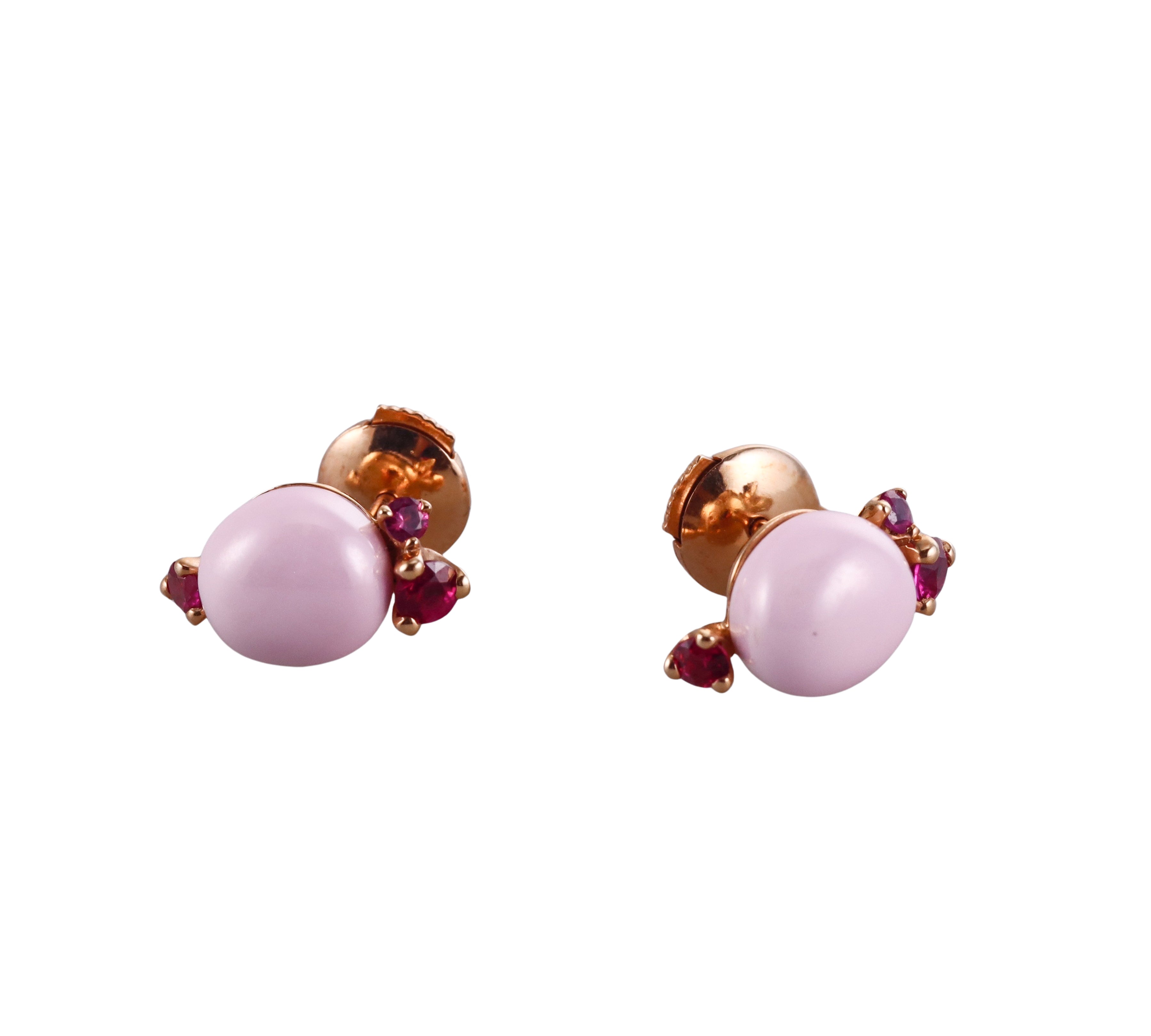 Pomellato Capri Quartz Pink Ceramic Rose Gold Earrings