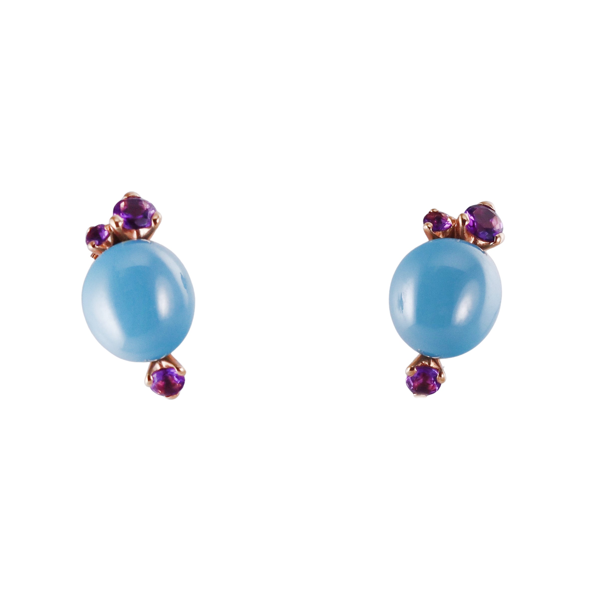 Pomellato Capri Blue Ceramic Amethyst Rose Gold Earrings