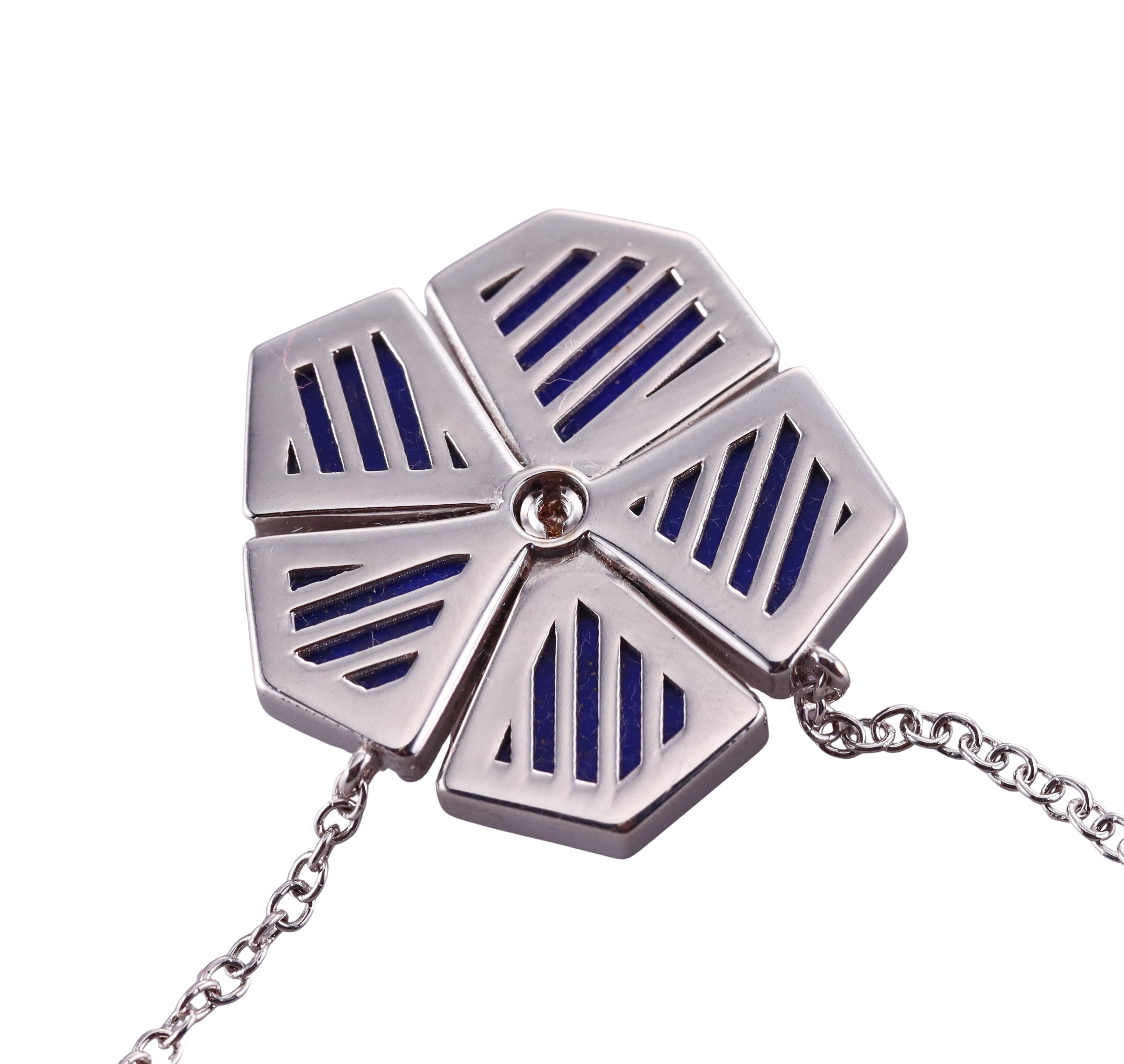 Giloro White Gold Diamond Lapis Pendant Necklace