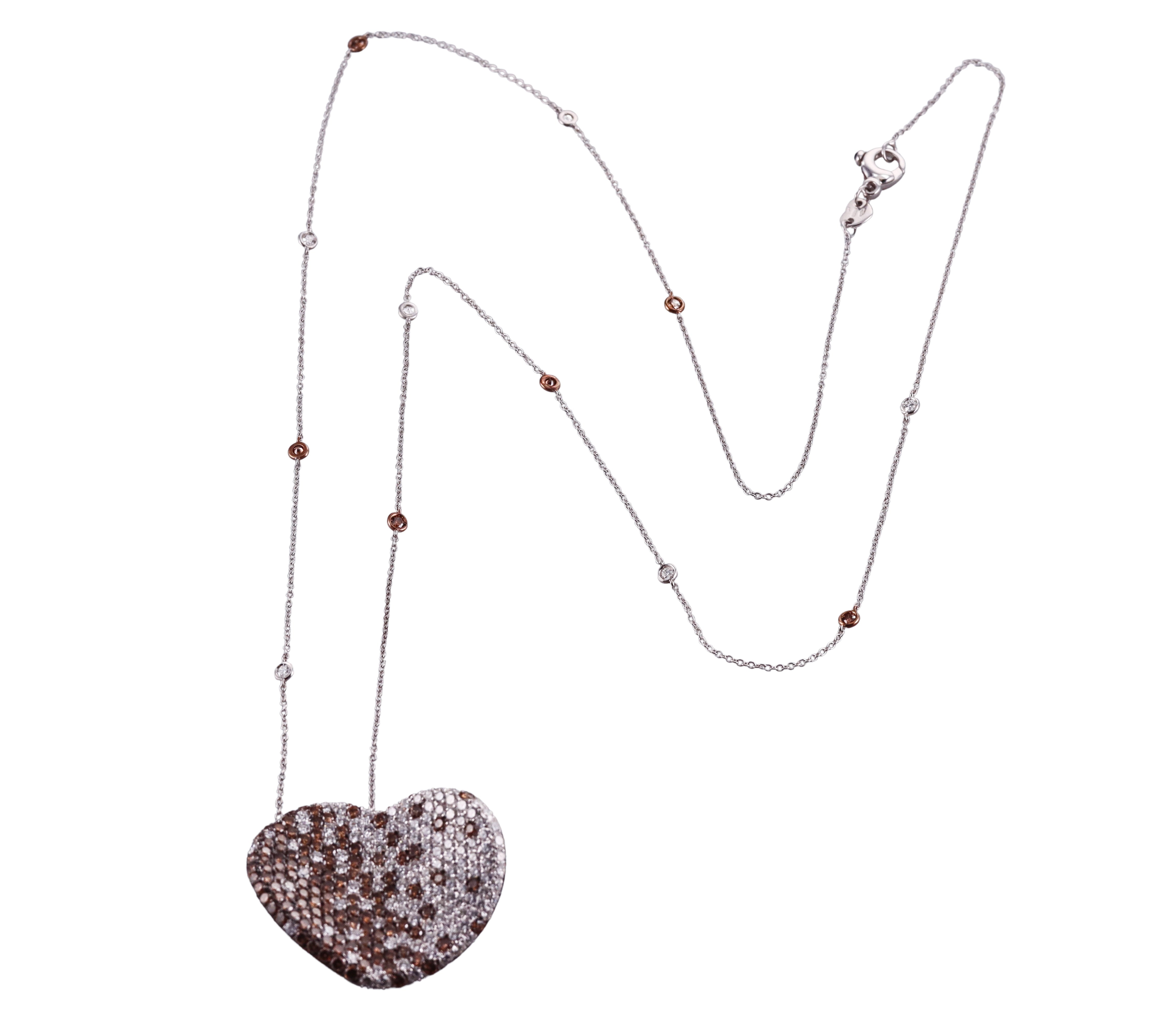 Pasquale Bruni Gold 10.66ctw Fancy Diamond Heart Necklace