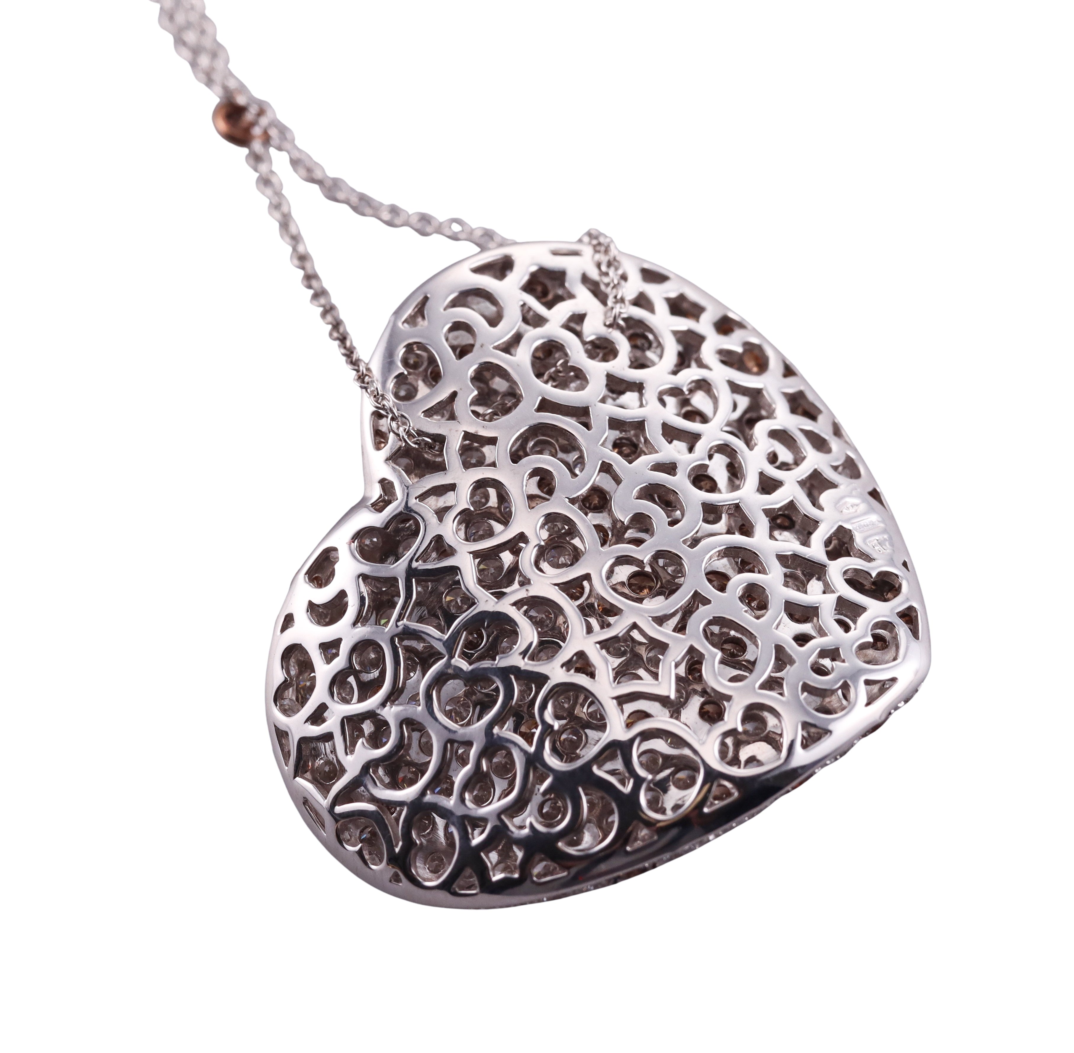Pasquale Bruni Gold 10.66ctw Fancy Diamond Heart Necklace