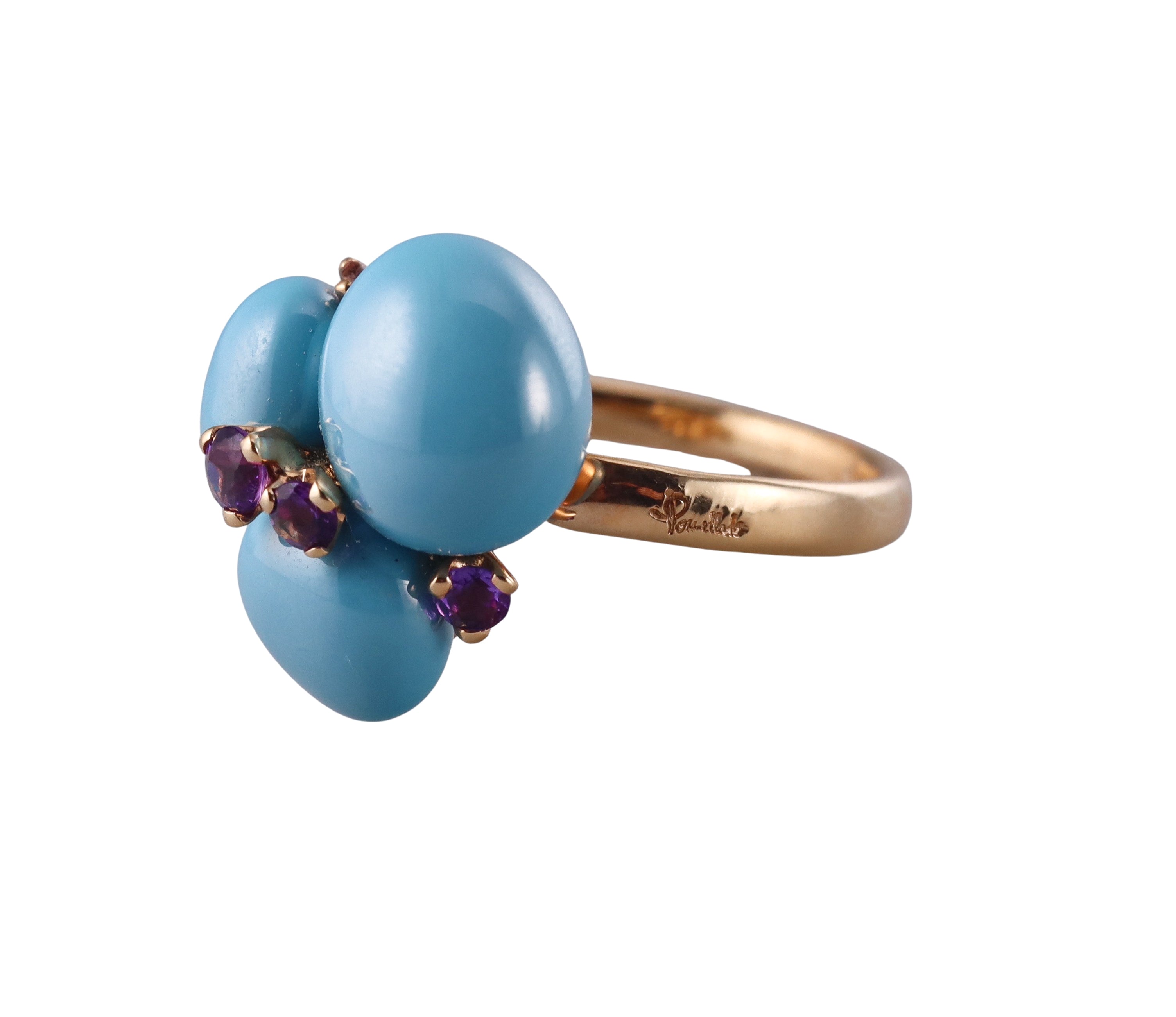 Pomellato Capri Blue Ceramic Amethyst Rose Gold Ring