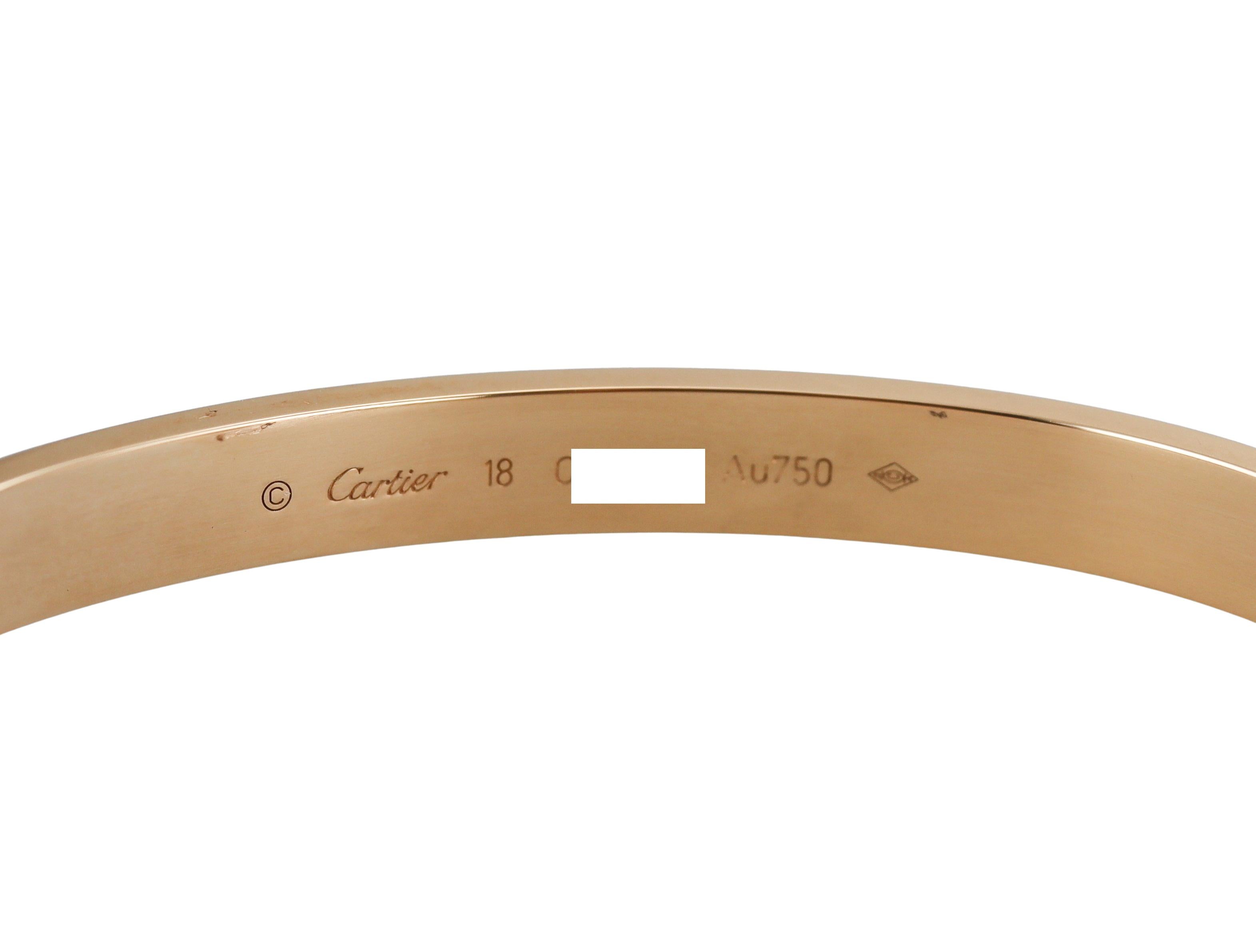 Cartier Love Yellow Gold Classic Model Bracelet Size 18