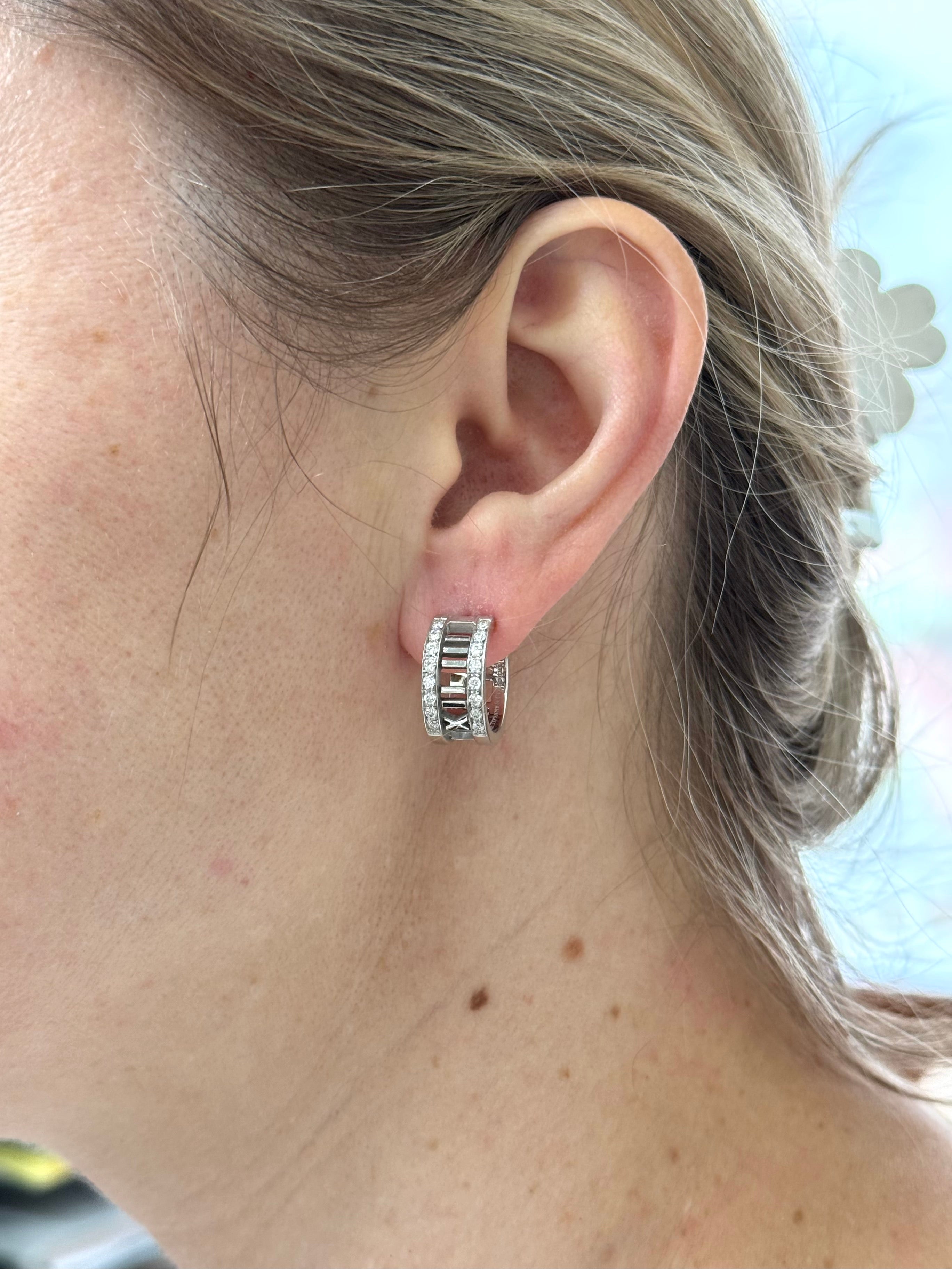 Tiffany & Co Atlas Gold Diamond Hoop Earrings