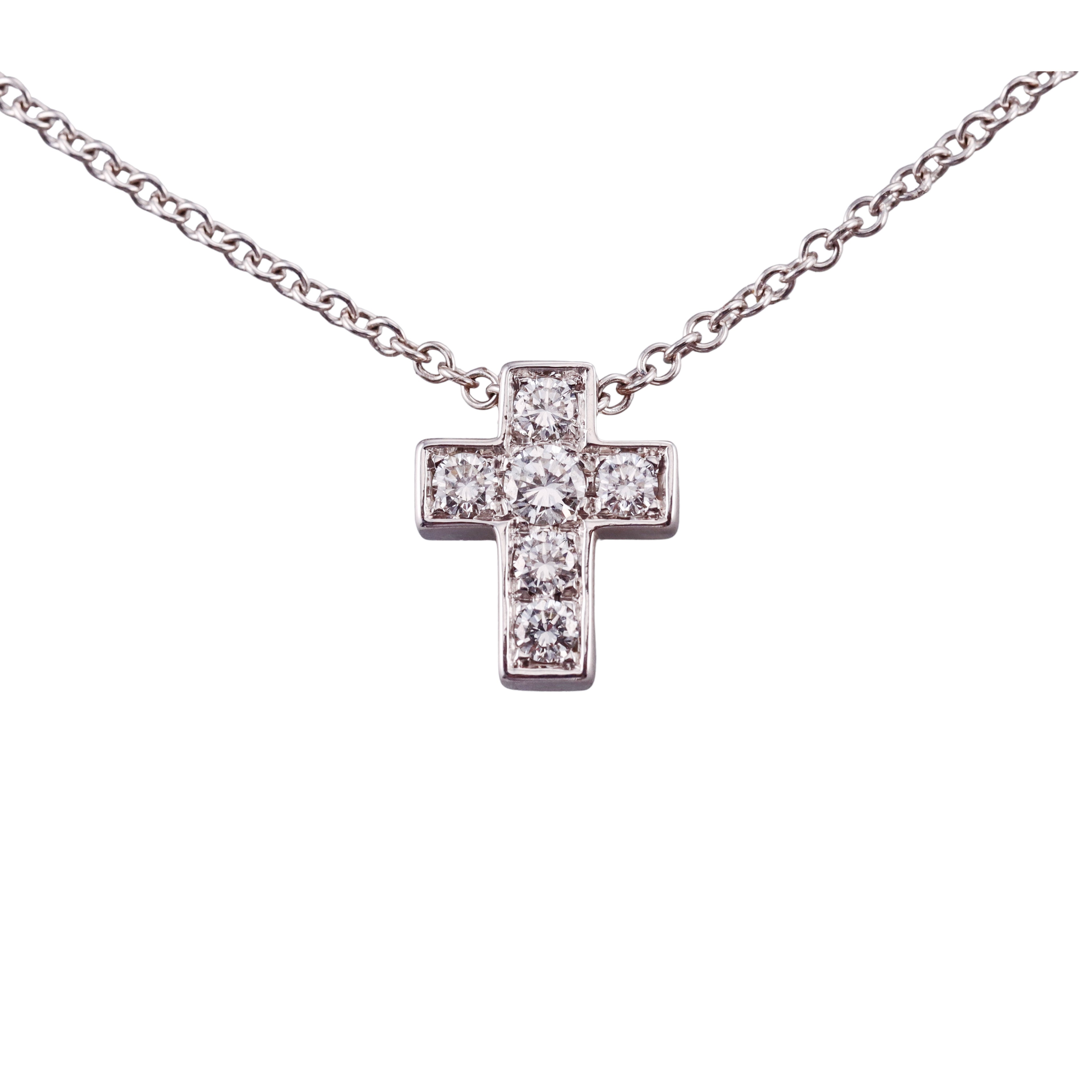 Pasquale Bruni White Gold Diamond Sapphire Cross Pendant Necklace