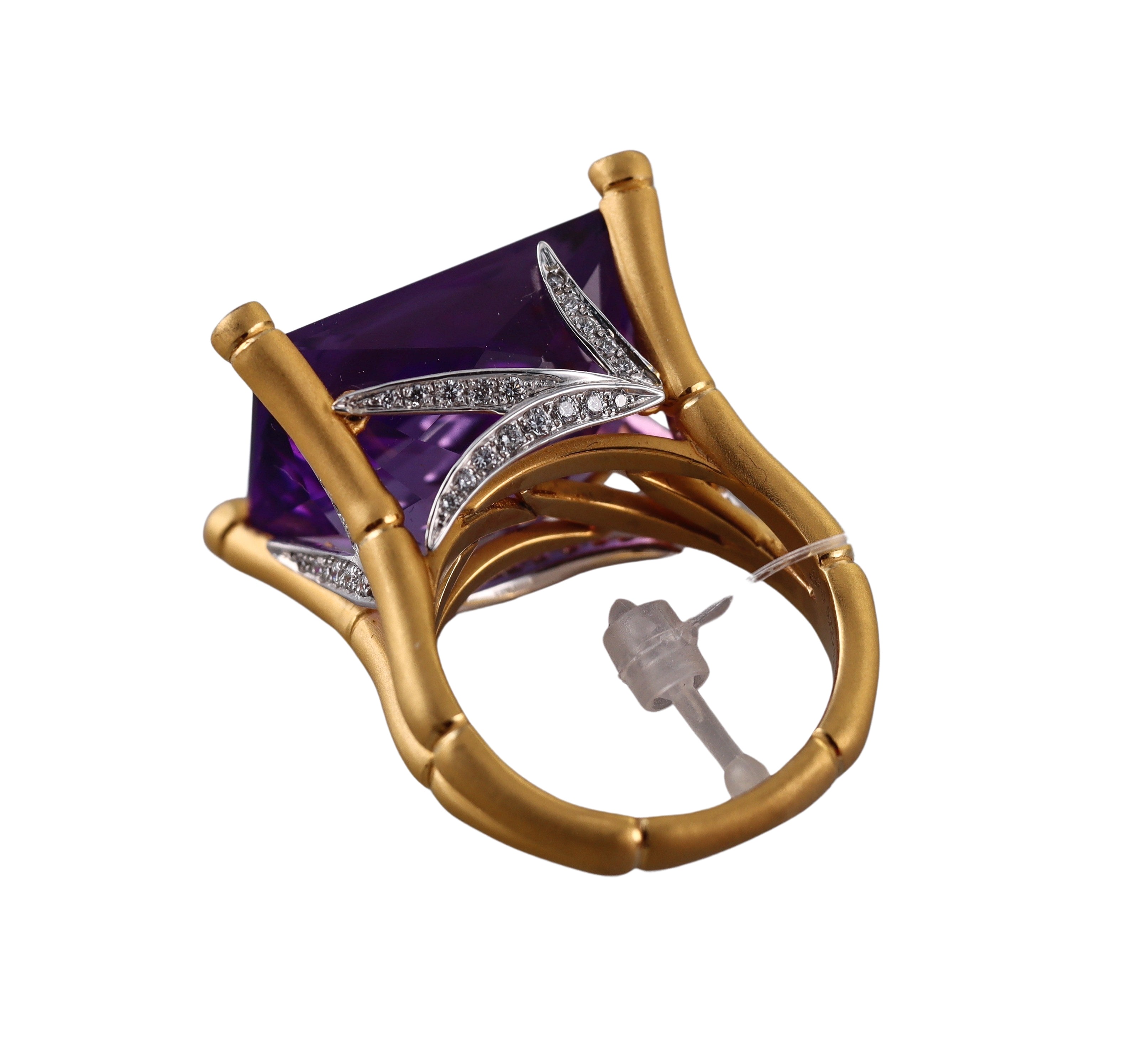 Carrera y Carrera Bambu Gold Diamond Amethyst Ring