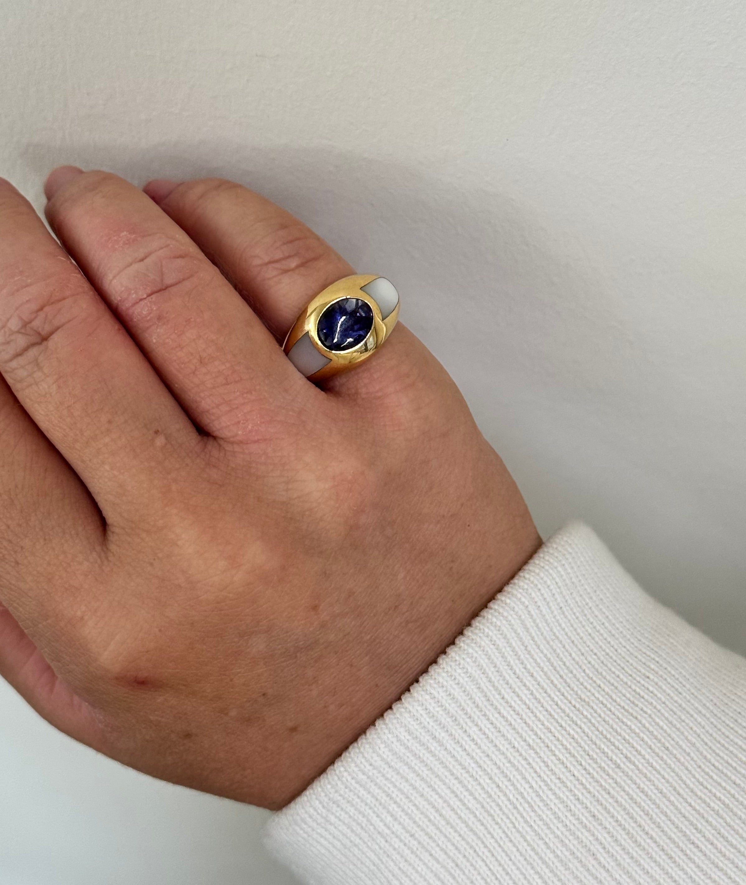 Mauboussin Iolite Mother of Pearl Gypsy Gold Ring