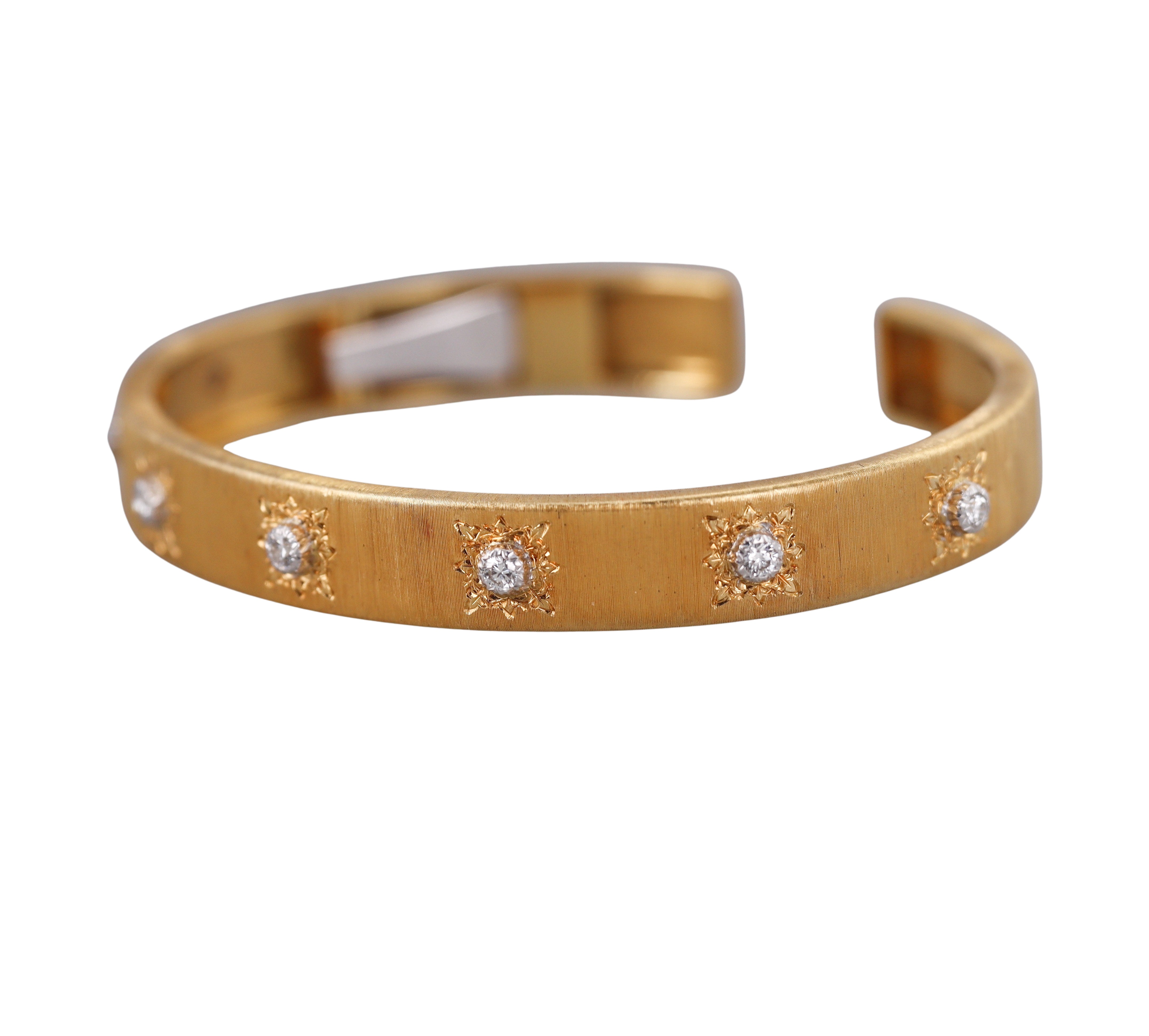 Buccellati Yellow Gold Diamond Classic Cuff Bracelet