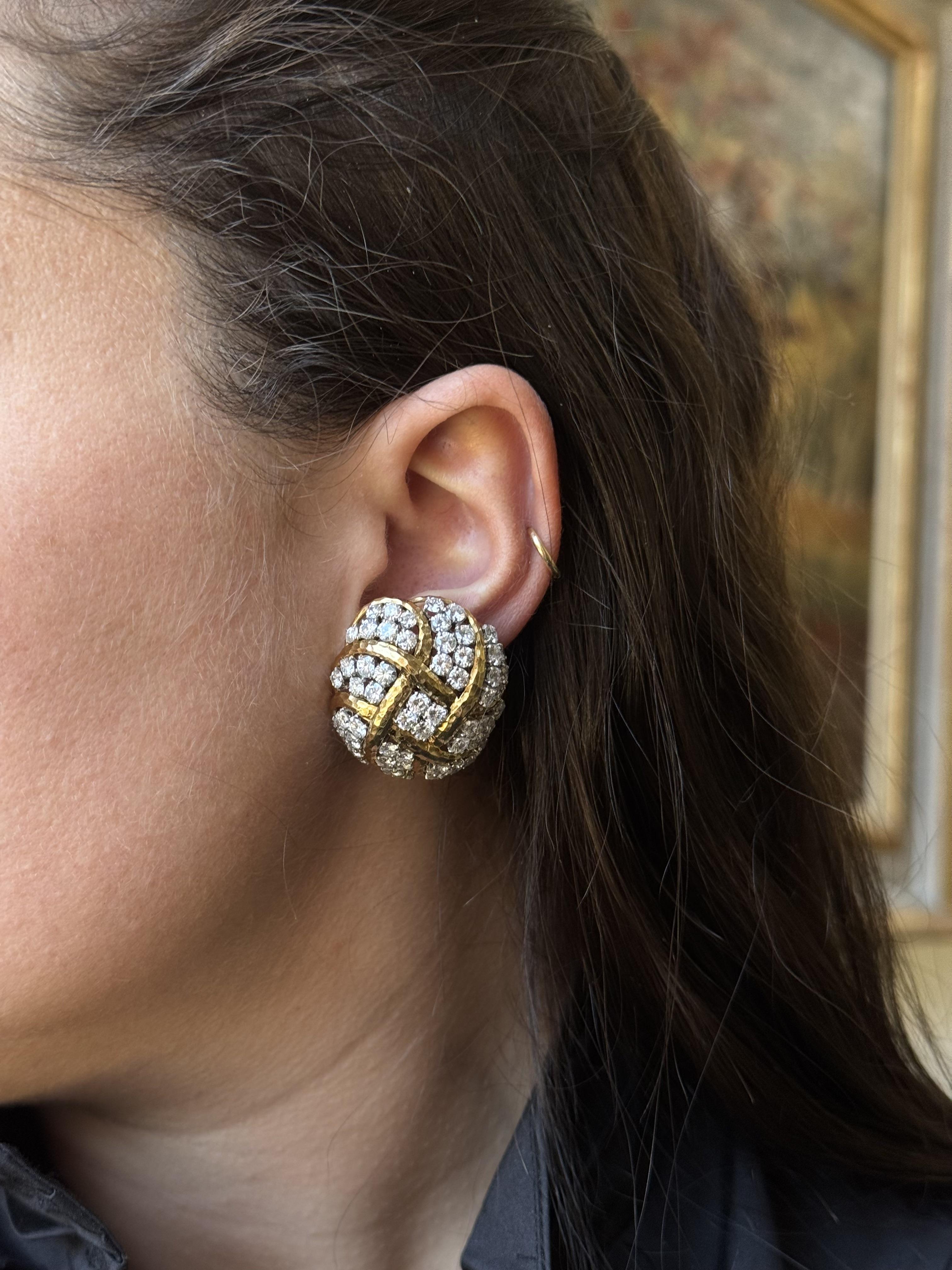 Vintage David Webb Carat Diamond Gold Platinum Earrings