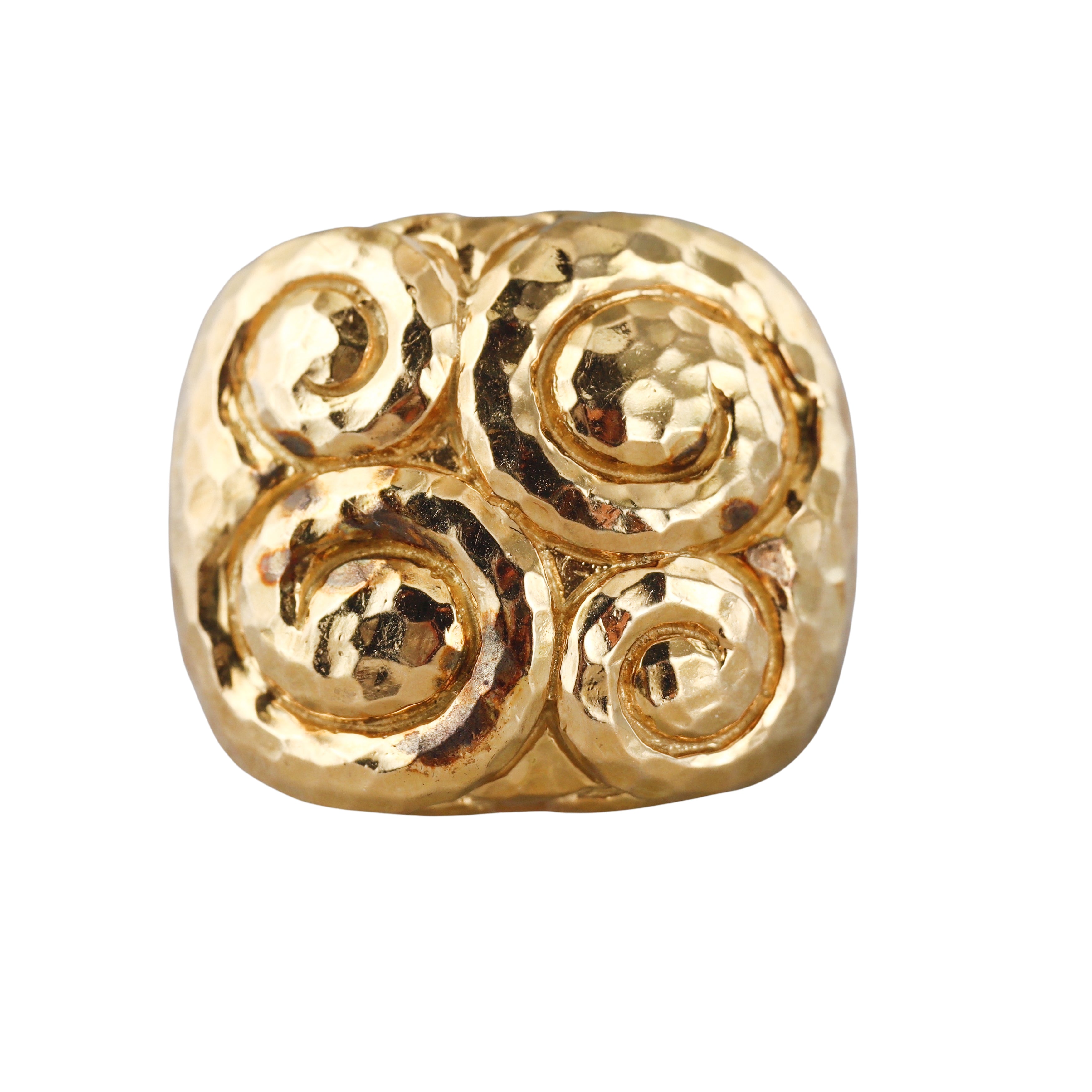 David Webb Hammered Gold Swirl Ring
