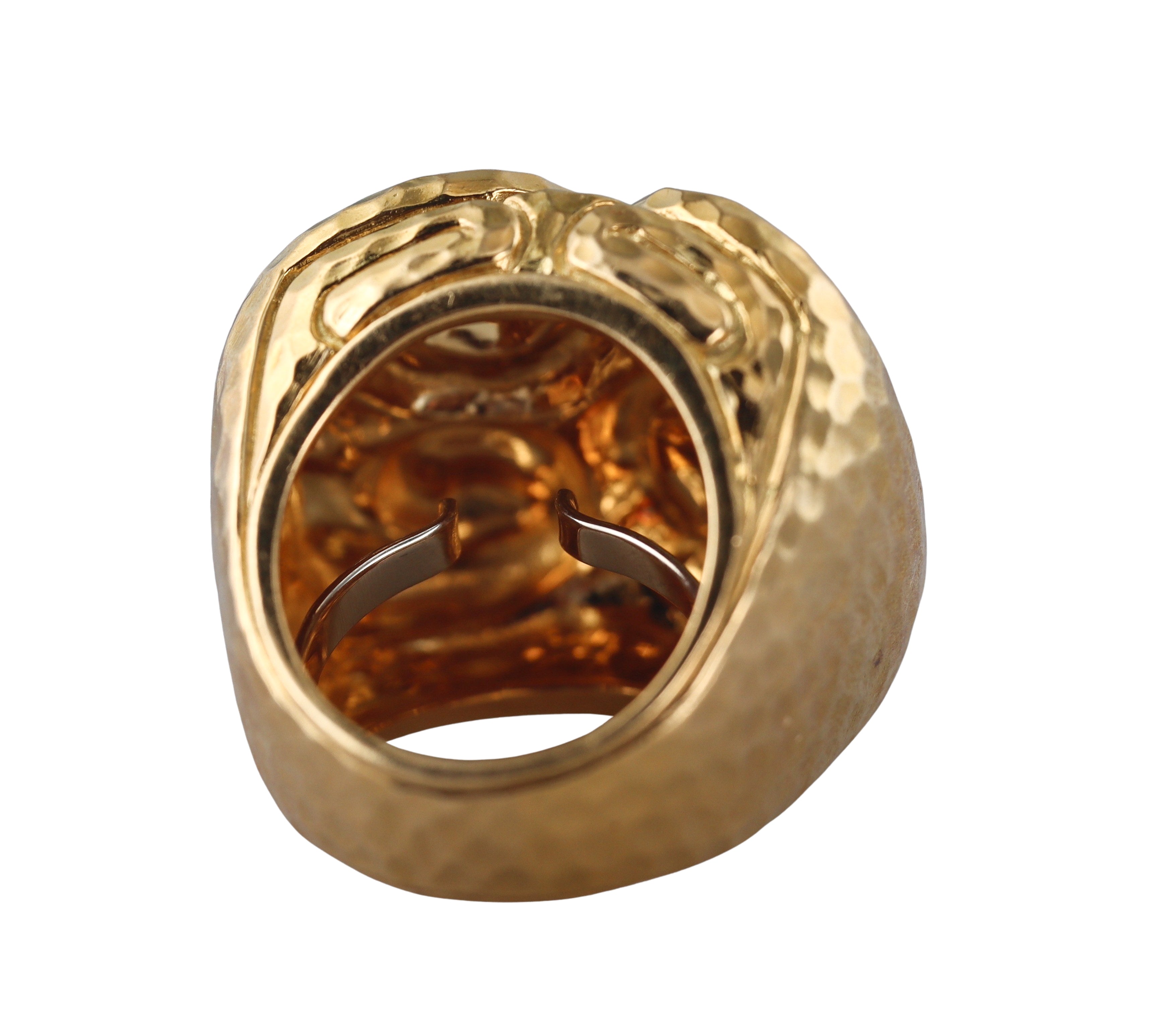 David Webb Hammered Gold Swirl Ring
