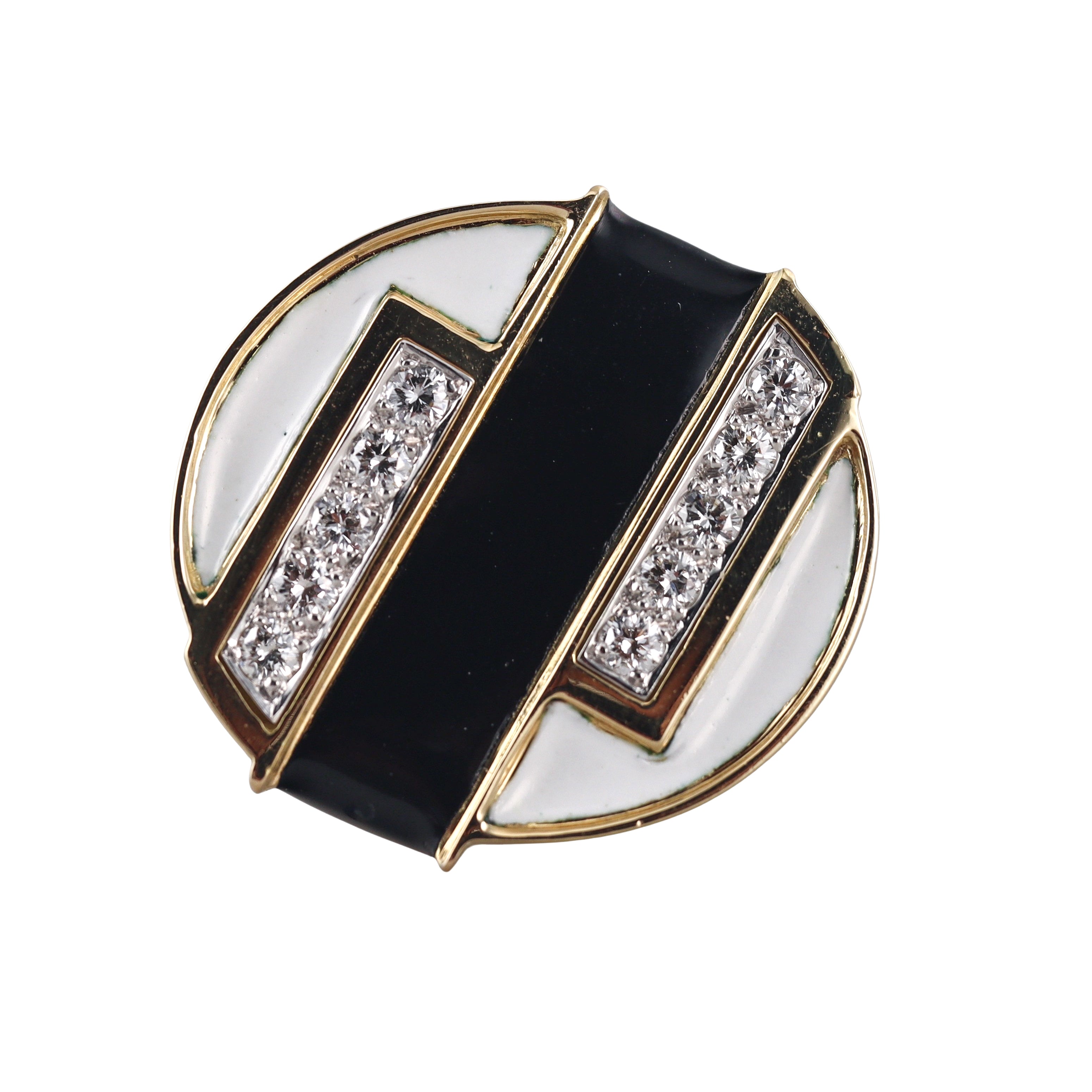 David Webb Enamel Diamond Gold Platinum Ring