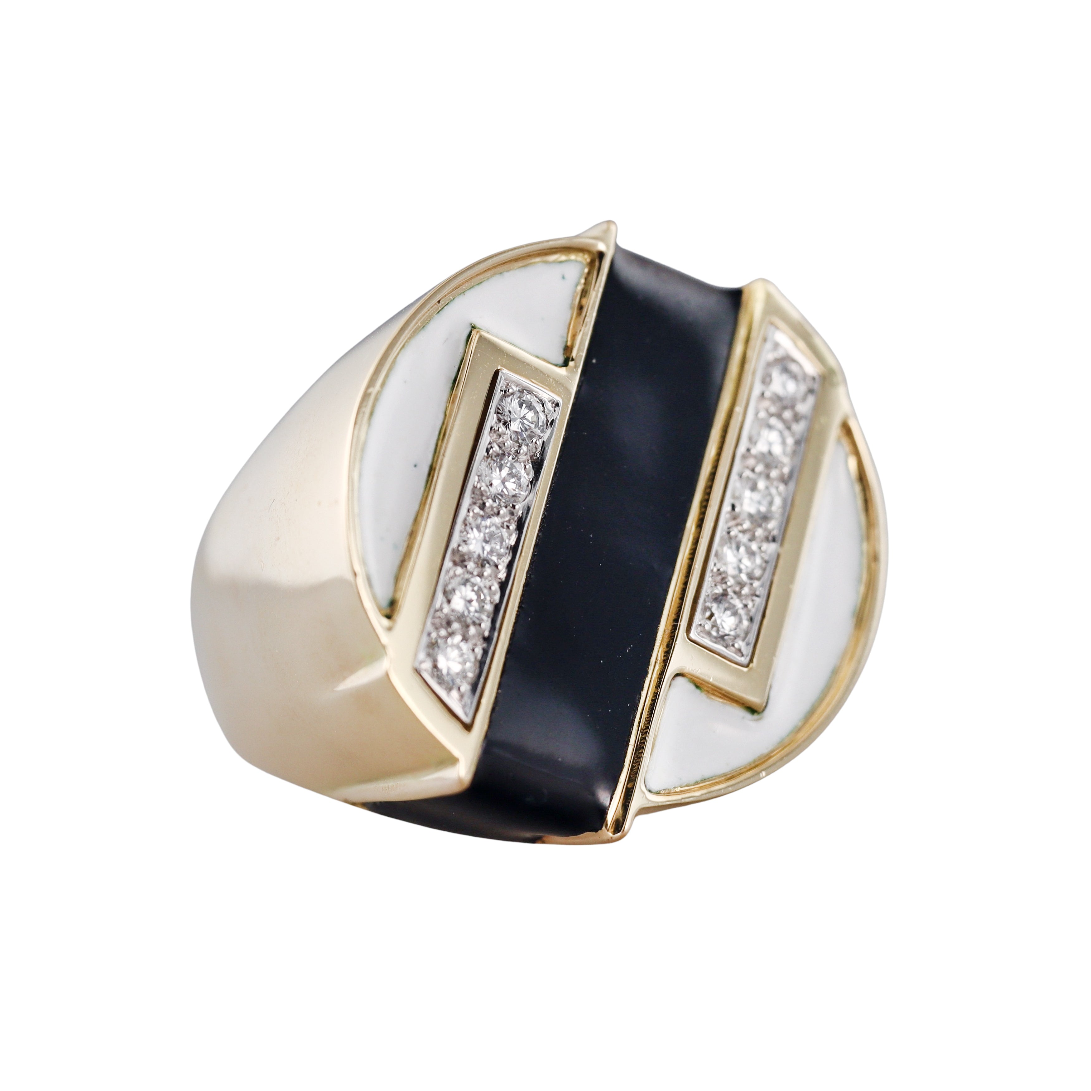 David Webb Enamel Diamond Gold Platinum Ring