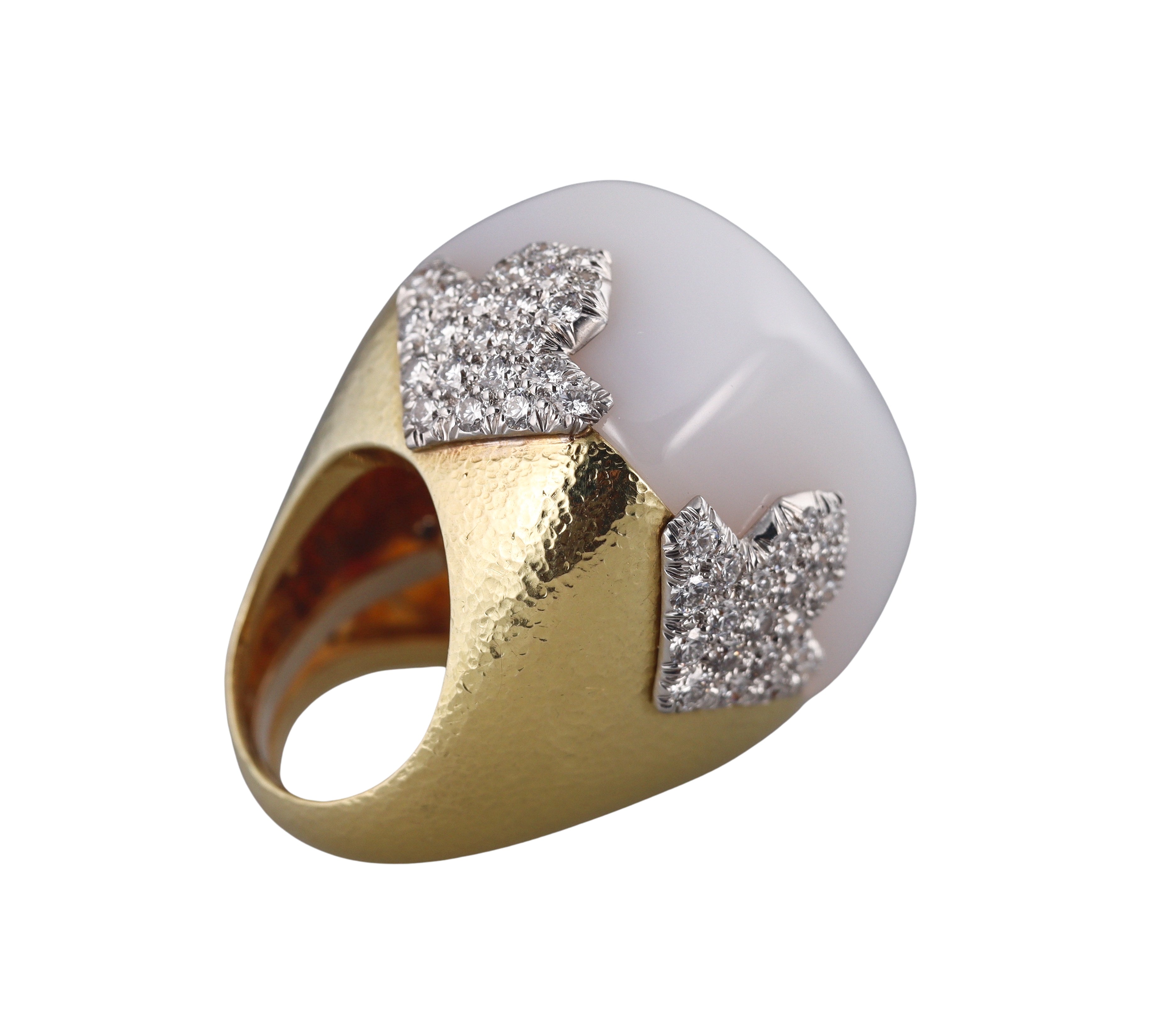 David Webb Diva Cabochon Agate Diamond Gold Platinum Ring