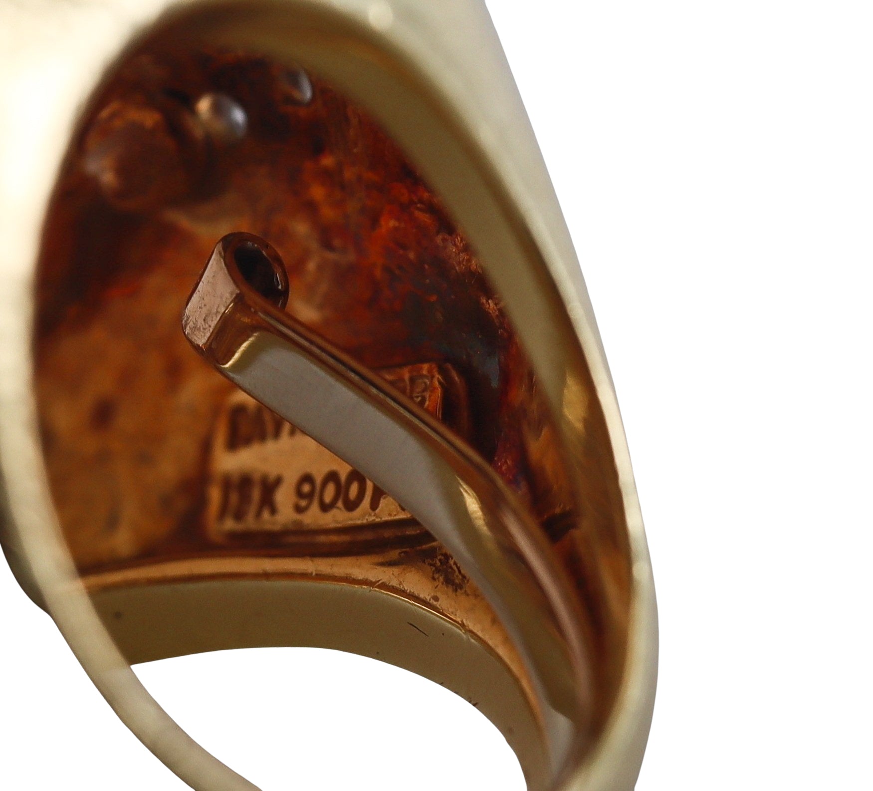 David Webb Diva Cabochon Agate Diamond Gold Platinum Ring