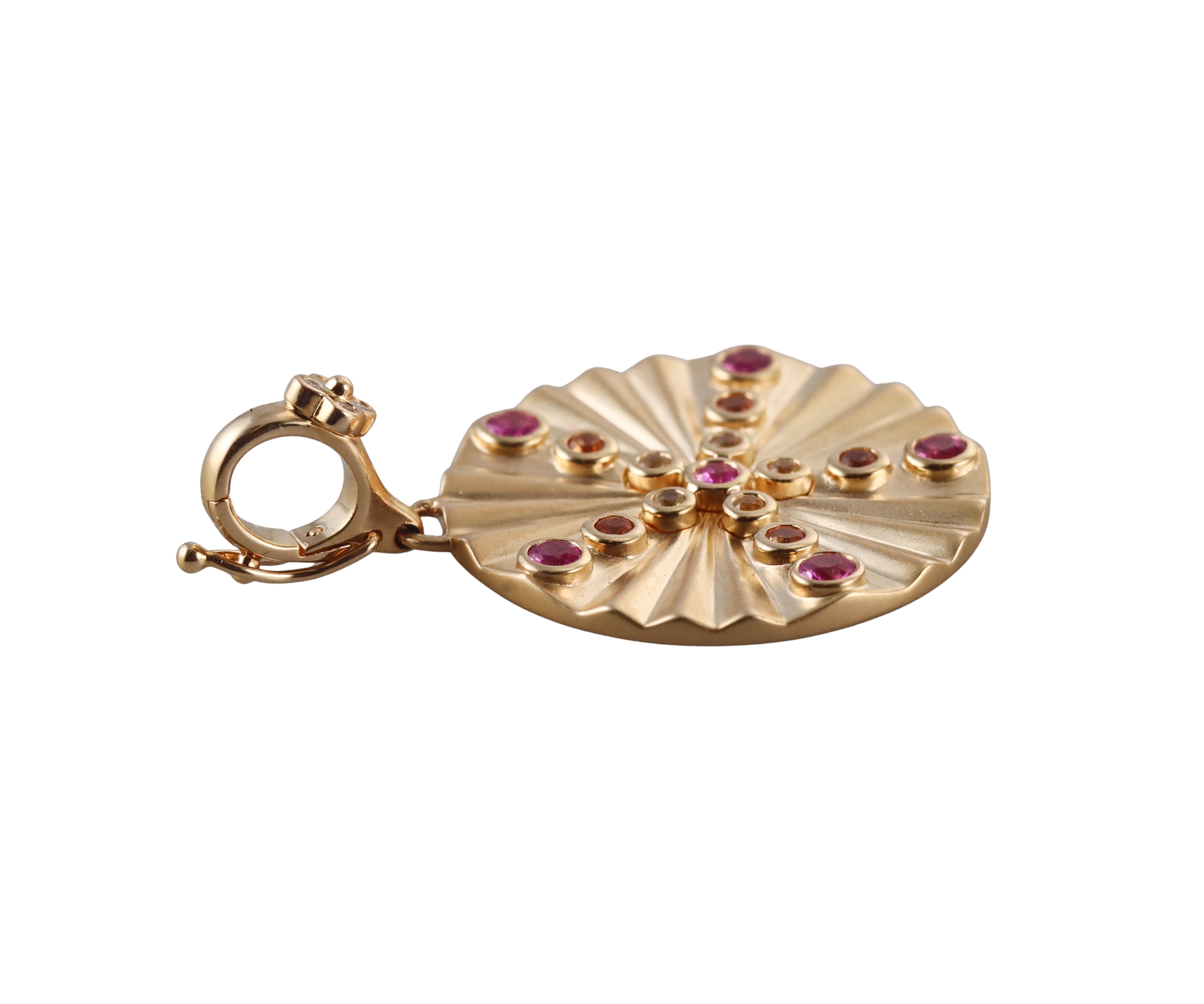 Orly Marcel Gold Multi Color Sapphire Diamond Shine Pendant