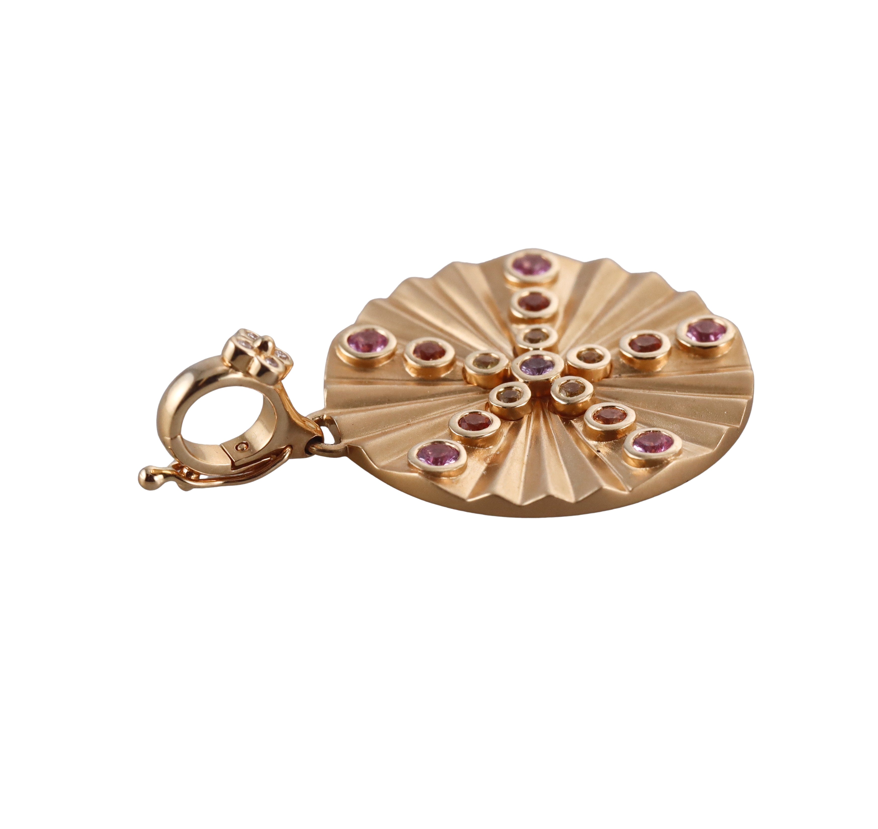 Orly Marcel Gold Multi Color Sapphire Diamond Shine Pendant