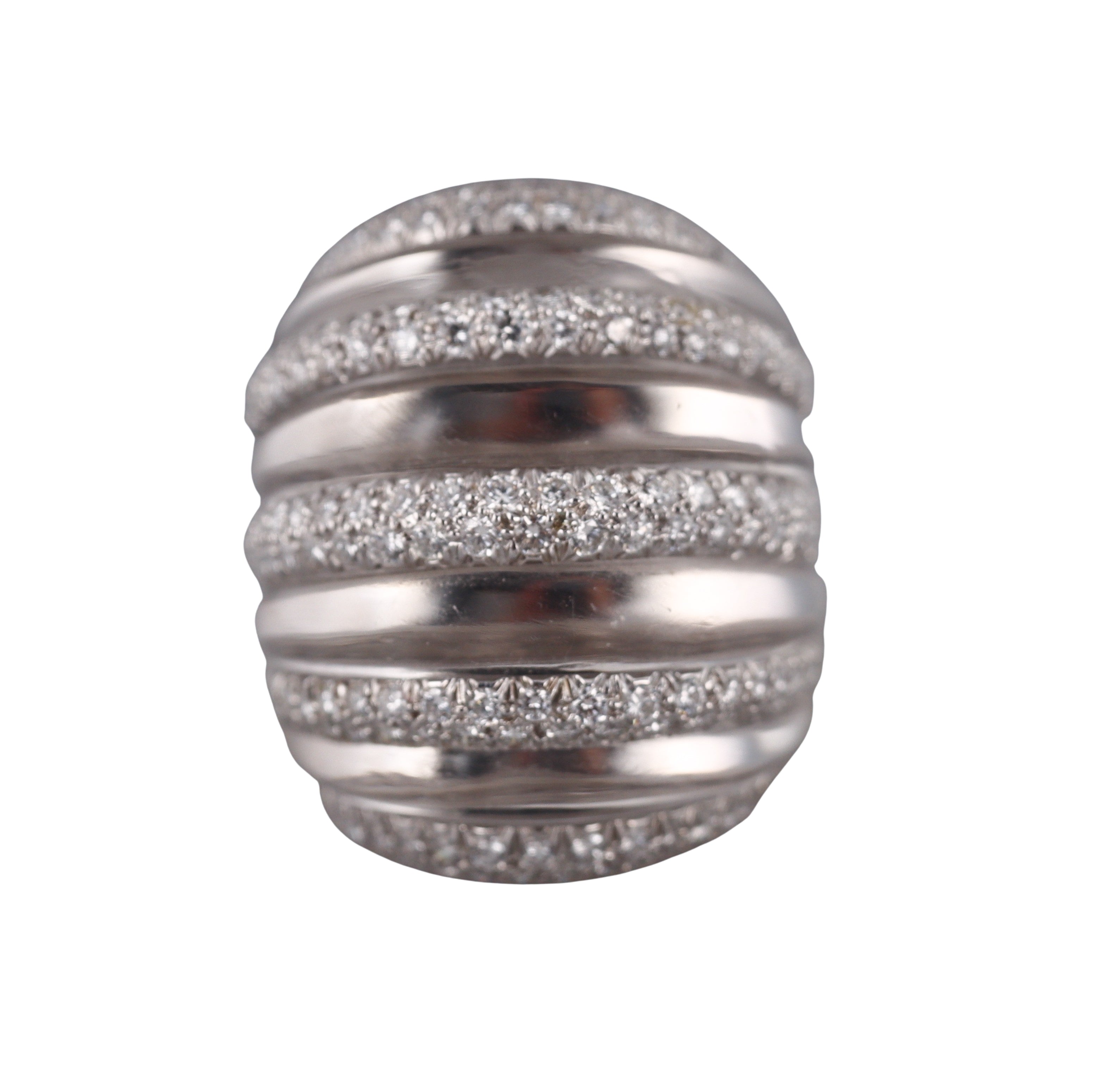David Webb Crystal Diamond Gold Platinum Dome Ring