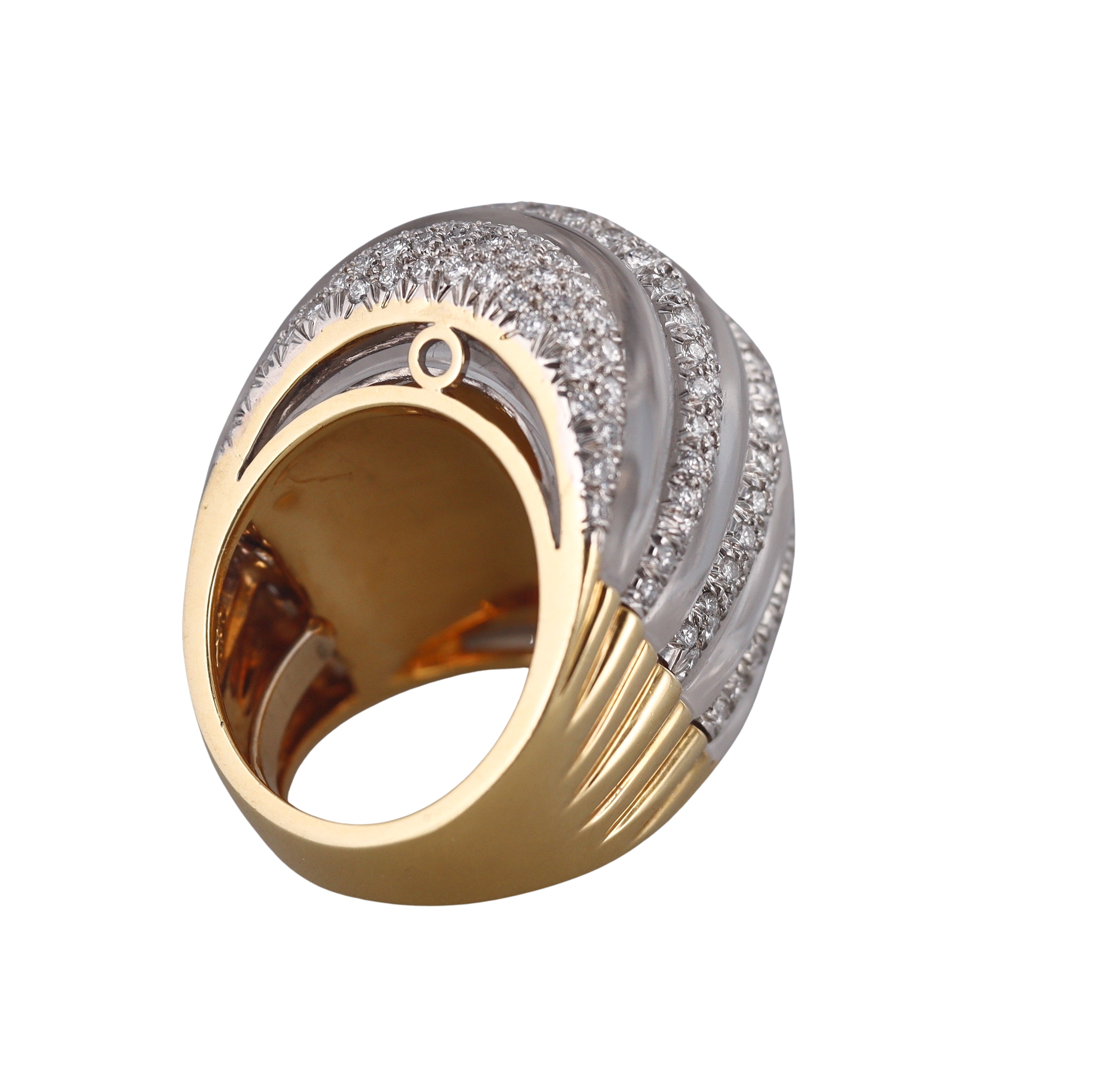 David Webb Crystal Diamond Gold Platinum Dome Ring