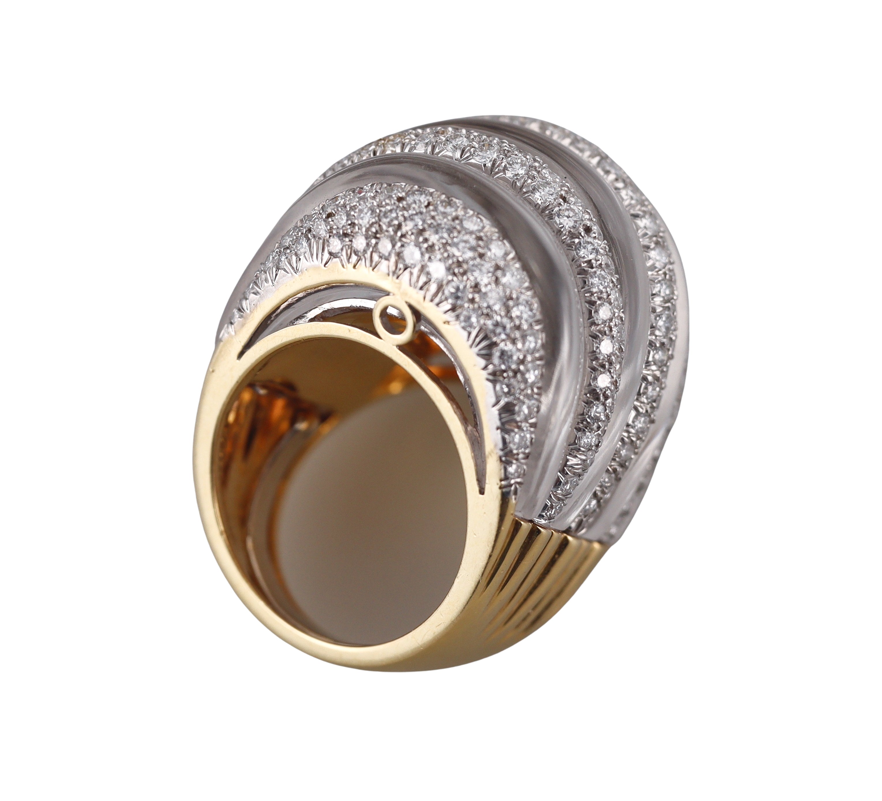 David Webb Crystal Diamond Gold Platinum Dome Ring