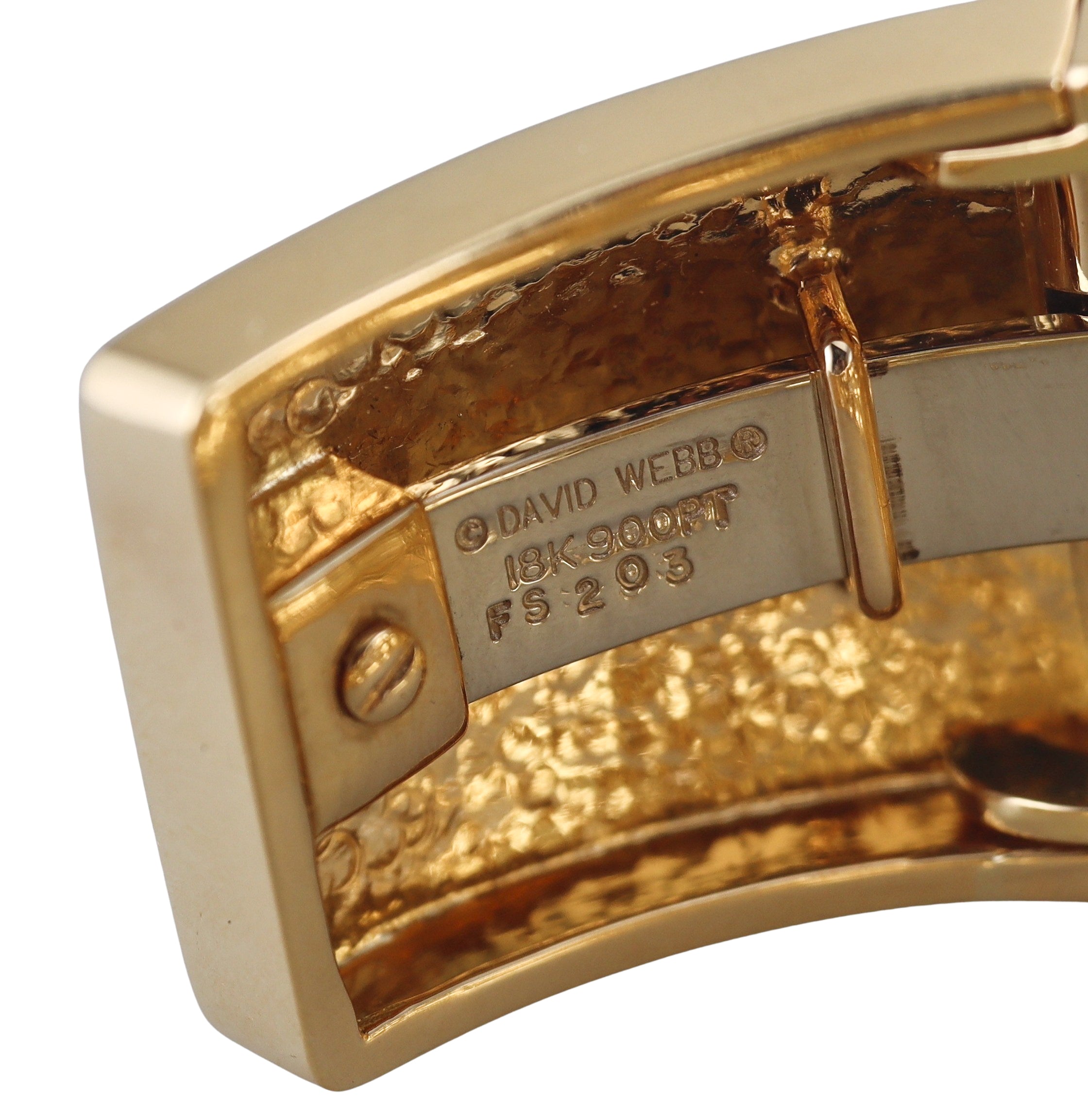 David Webb Trefoil Black Enamel Diamond Gold Platinum Cuff Bracelet