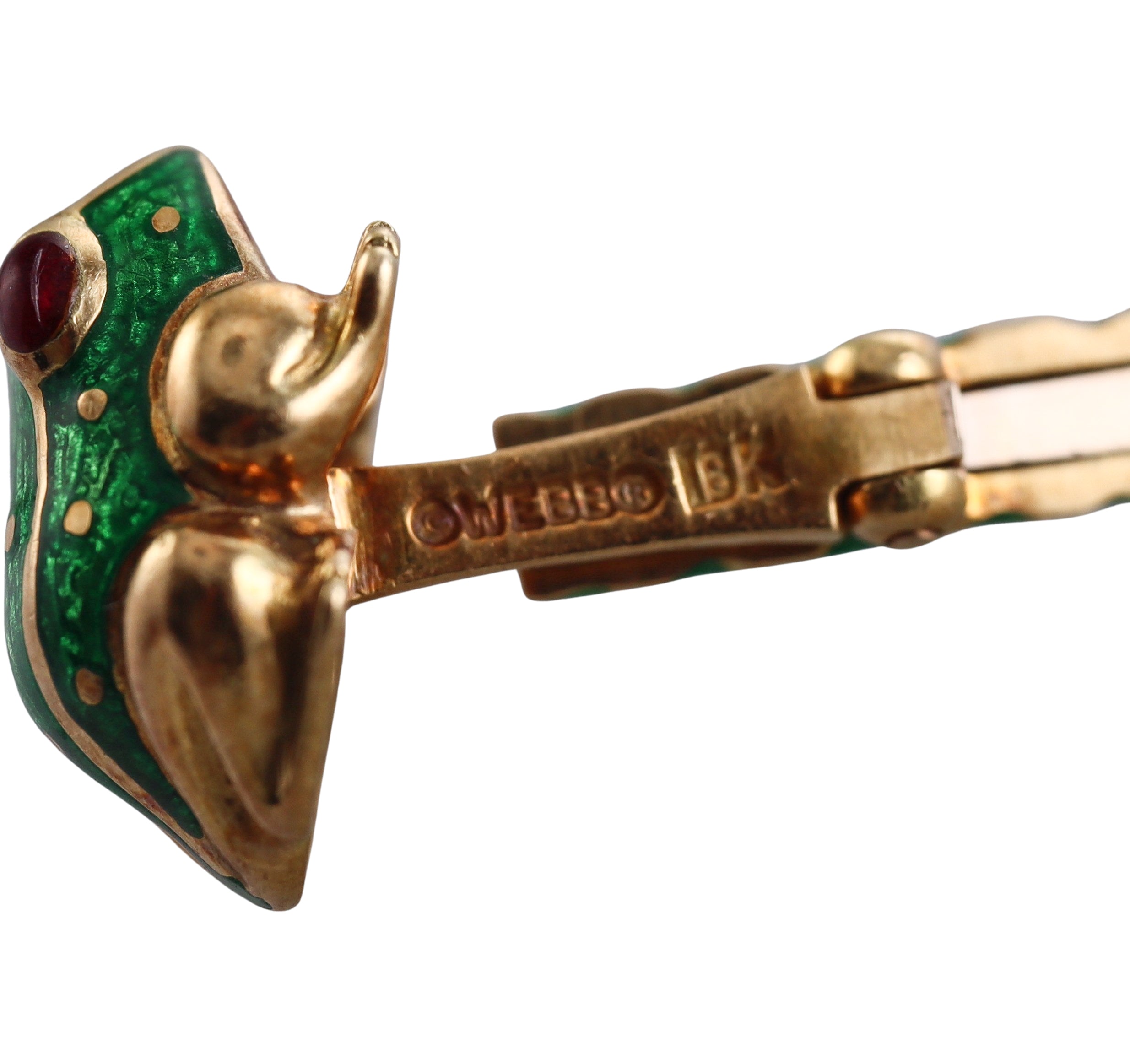 David Webb Enamel Gold Frog Cufflinks Stud Set