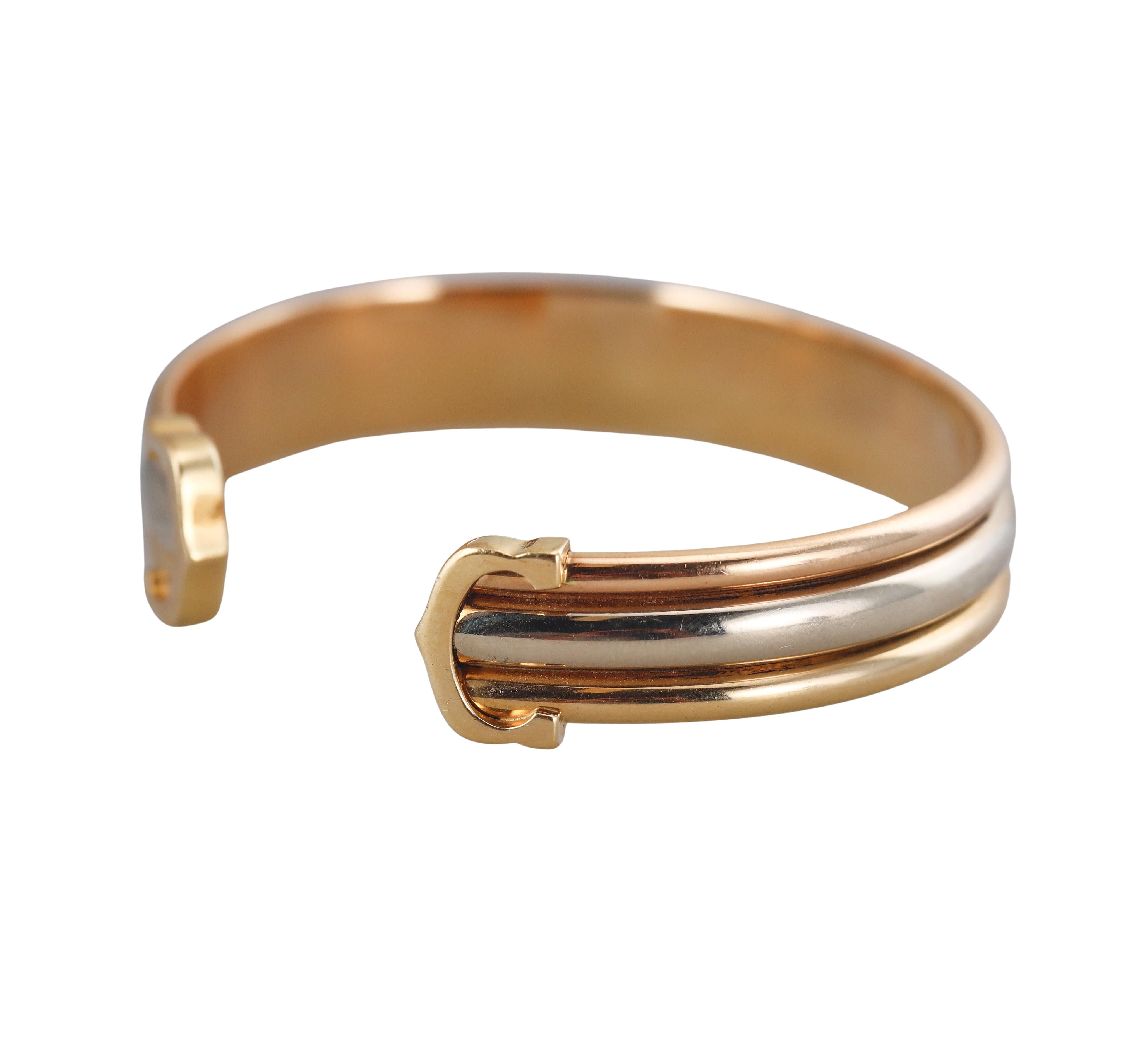 C de Cartier Trinity Tri Color Gold Cuff Bracelet
