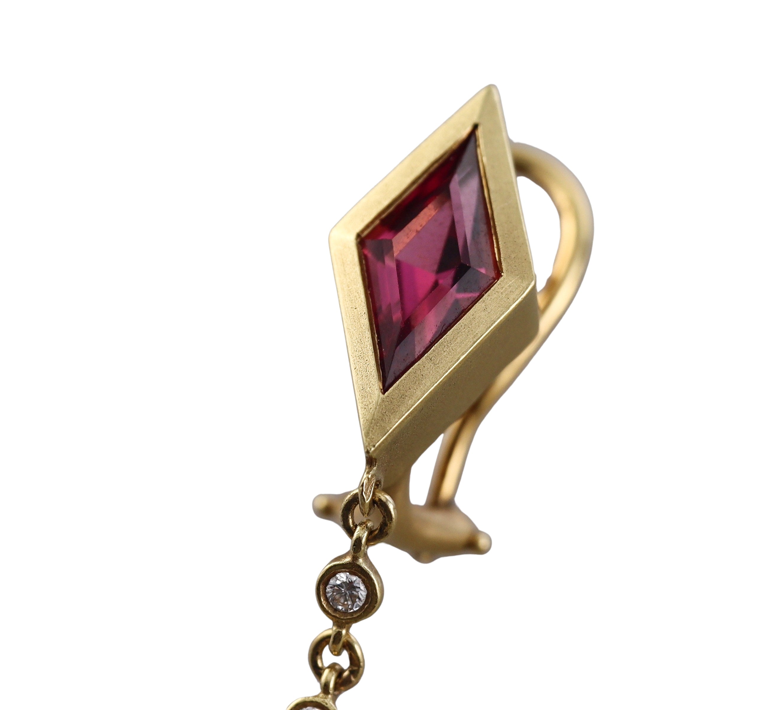 Kieselstein Cord Tourmaline Diamond Goddess Gold Drop Earrings