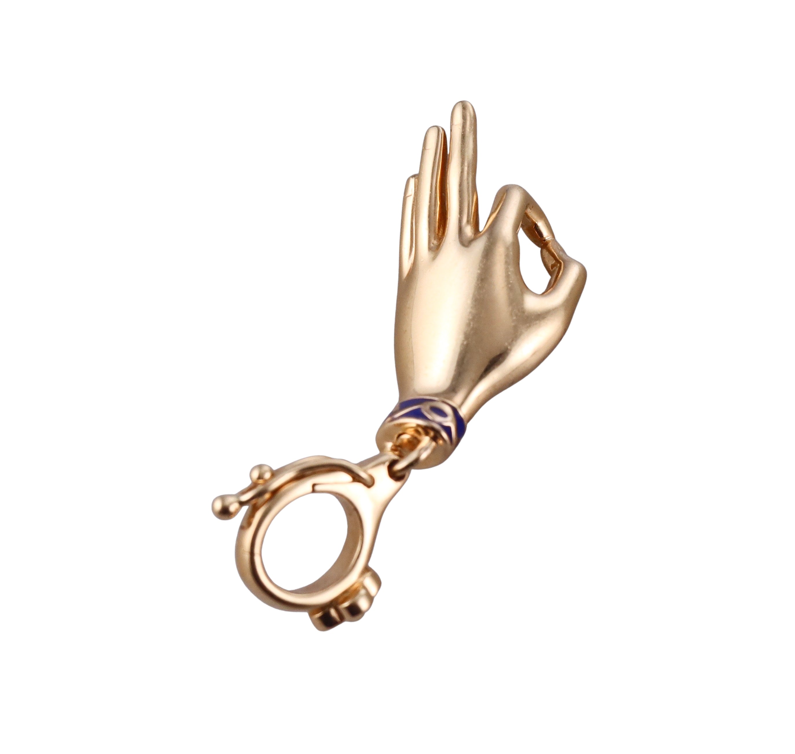 Orly Marcel Gold Diamond Enamel Gyan Mudra Hand Gesture Pendant