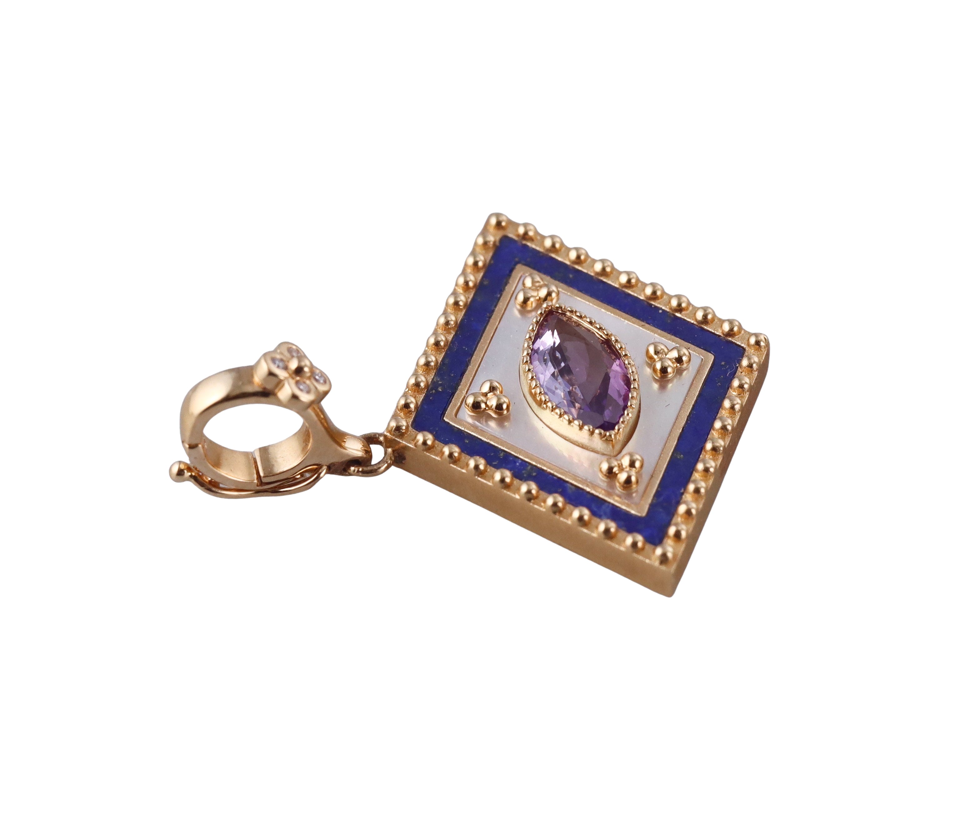Orly Marcel Gold Diamond Amethyst Lapis Ajna Pendant