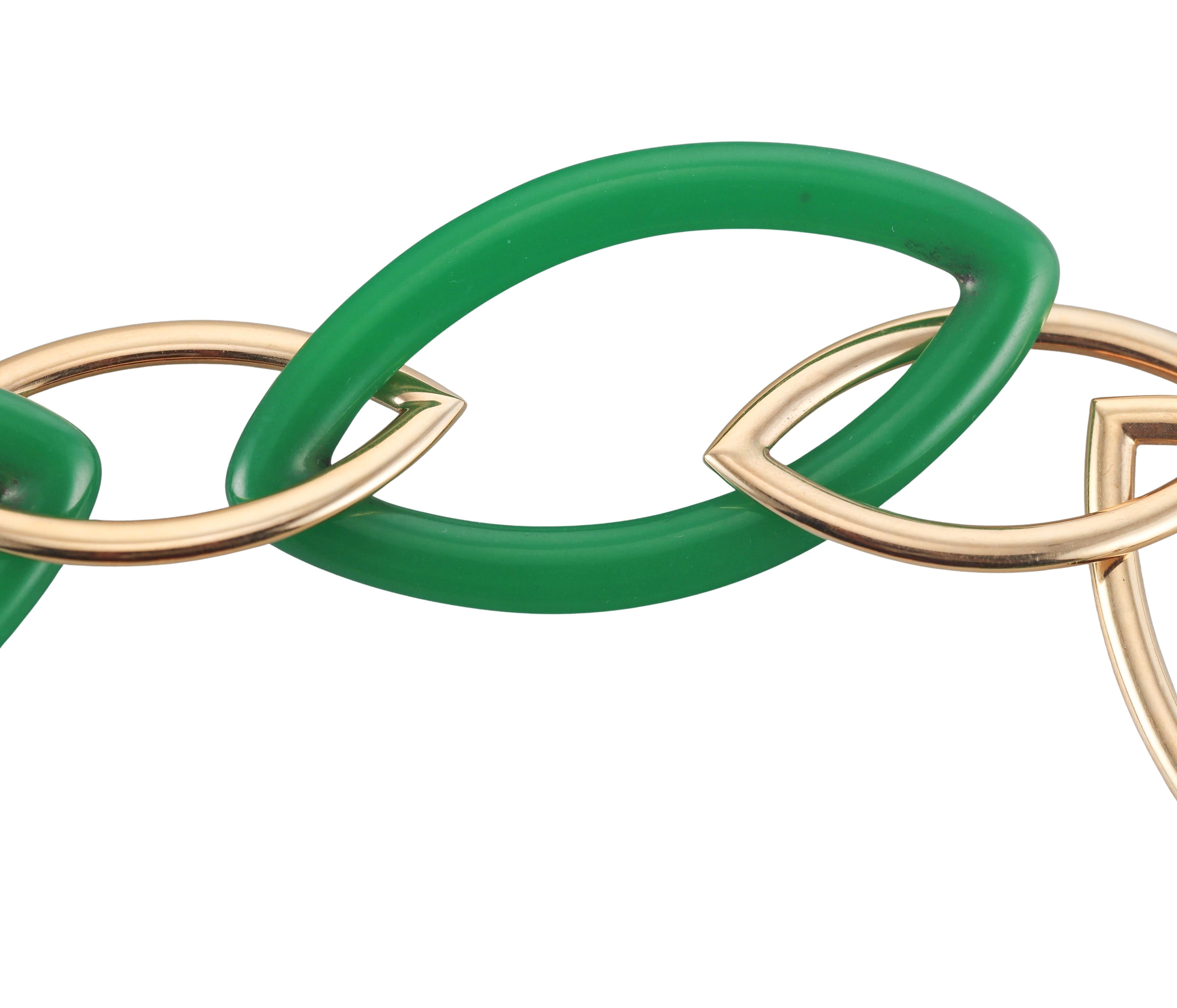 Vhernier Pop Chain Rose Gold Chrysoprase Link Necklace